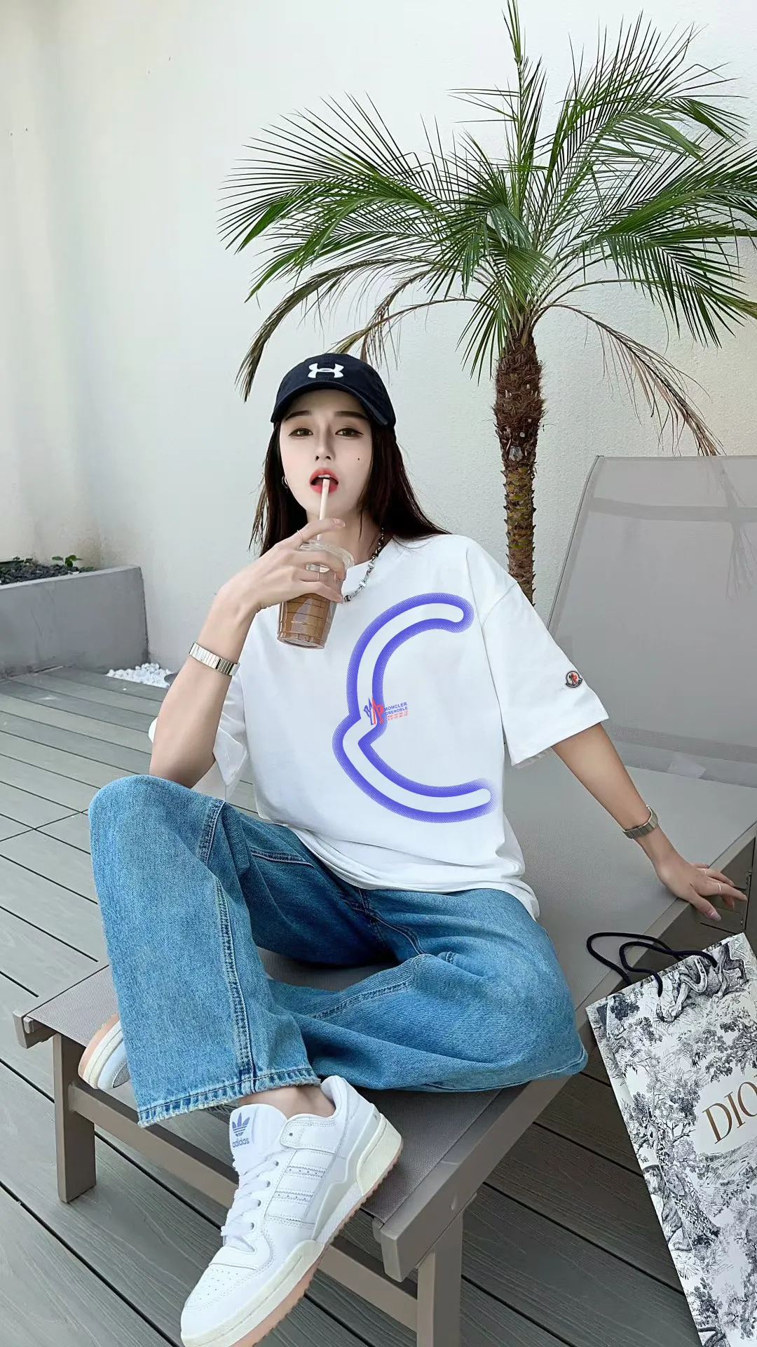 P140 🔥[MONCLER] 2025FW short-sleeved T-shirt, badge + LOGO printing, high-end 26s double yarn 300g fabric, heavy fabric, custom stretcher rib, same vat and dye, complete three standards, same style for men and women, color: black, white, size: S M L XL 2XL