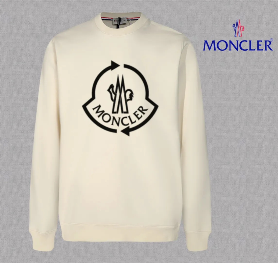 P210 High-version sweatshirt) [Long-term stock] 〖𝐌𝐎𝐍𝐂𝐋𝐄𝐑~Mask〗 Made of 440g heavy-weight fabric. It is different from the market currency. It can be matched with any variety and is properly handsome. 😎The whole dress is made of double waistcoats. The double waistcoats make the whole dress more three-dimensional. Not ordinary factories can do such fine work. 2025 Spring runway version of the T stage, on sale at the counter, round neck terry sweatshirt, high-end double-strand pure cotton, custom-made stretch ribs, dyed in the same vat, complete with three standards, matched with exquisite embroidered LOGO on the chest, simple and advanced, same style for men and women. Color: black, apricot, white, size: S M L XL 2XL