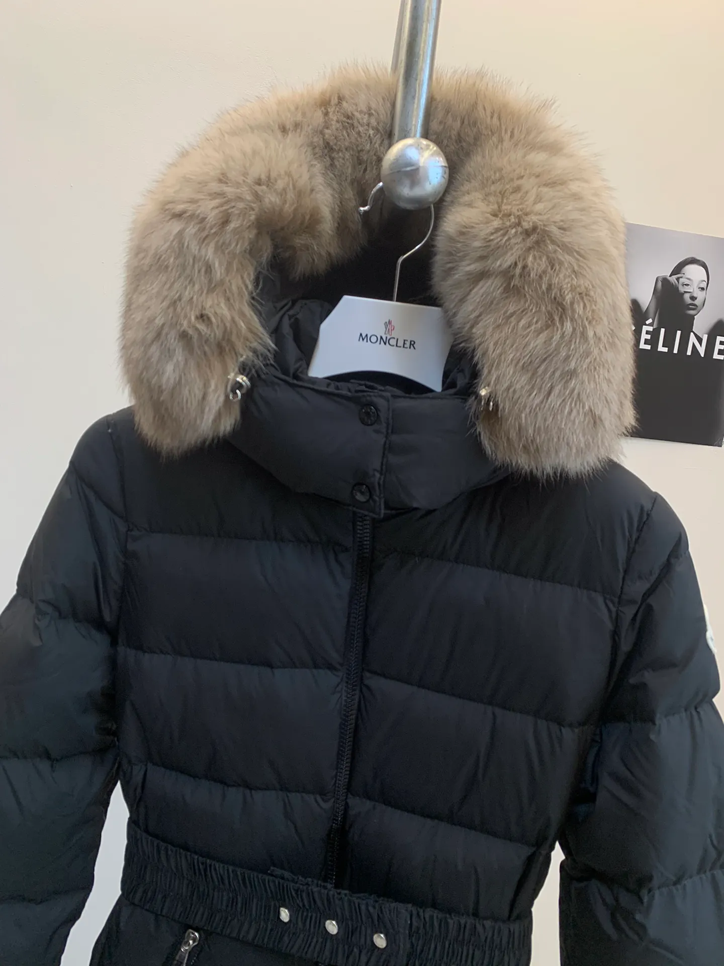 P1140 🆕❤️2️⃣0️⃣2️⃣4️⃣🆕Moncler new matte extra long fur tie hood down jacket fudson walking warm quilt Color: Black Size: 00.0.1.2
