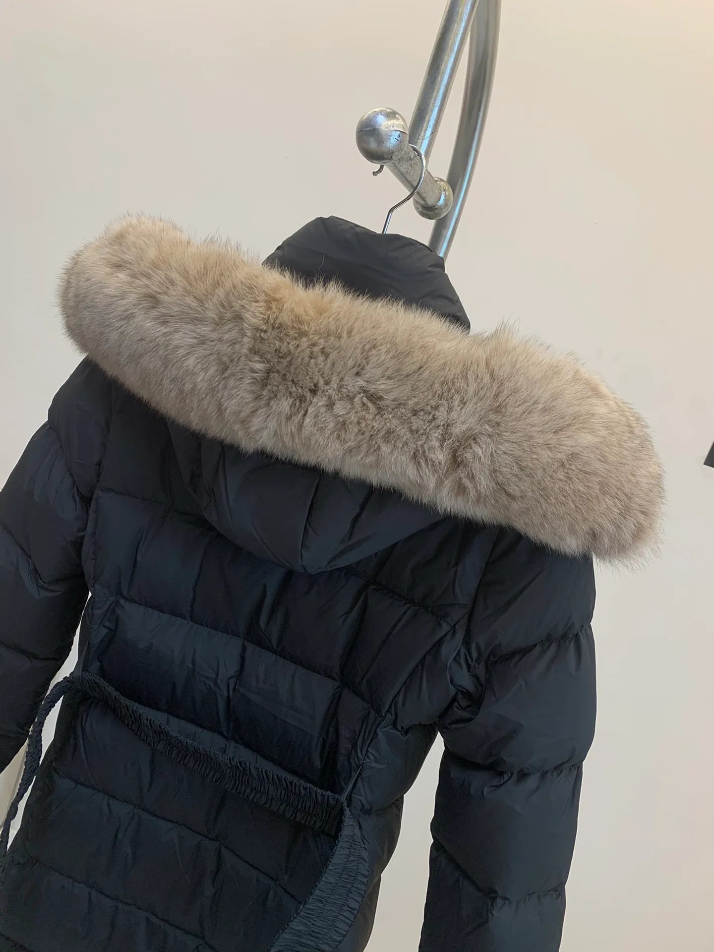 P1140 🆕❤️2️⃣0️⃣2️⃣4️⃣🆕Moncler new matte extra long fur tie hood down jacket fudson walking warm quilt Color: Black Size: 00.0.1.2