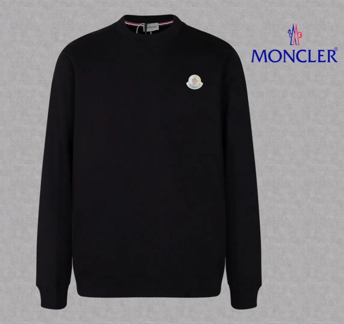 P210 High-version sweatshirt) [Long-term stock] 〖𝐌𝐎𝐍𝐂𝐋𝐄𝐑~Mask〗 Made of 440g heavy-weight fabric. It is different from the market currency. It can be matched with any variety and is properly handsome. 😎The whole dress is made of double waistcoats. The double waistcoats make the whole dress more three-dimensional. Not ordinary factories can do such fine work. 2025 Spring catwalk version of the T stage, on sale at the counter, exquisitely printed round neck terry sweatshirt, high-end double-ply cotton, custom-made stretch ribs, dyed in the same vat, complete with three standards, matched with digital printing patterns and very breathable, same style for men and women, color: black, white, apricot, size: S M L XL 2XL