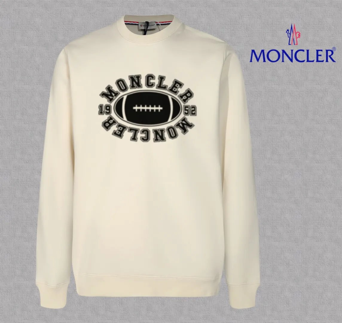P210 High-version sweatshirt) [Long-term stock] 〖𝐌𝐎𝐍𝐂𝐋𝐄𝐑~Mask〗 Made of 440g heavy-weight fabric. It is different from the market currency. It can be matched with any variety and is properly handsome. 😎The whole dress is made of double waistcoats. The double waistcoats make the whole dress more three-dimensional. Not ordinary factories can do such fine work. 2025 Spring runway version of the T stage, on sale at the counter, round neck terry sweatshirt, high-end double-strand pure cotton, custom-made stretch ribs, dyed in the same vat, complete with three standards, matched with exquisite embroidered LOGO on the chest, simple and advanced, same style for men and women. Color: black, apricot, white, size: S M L XL 2XL