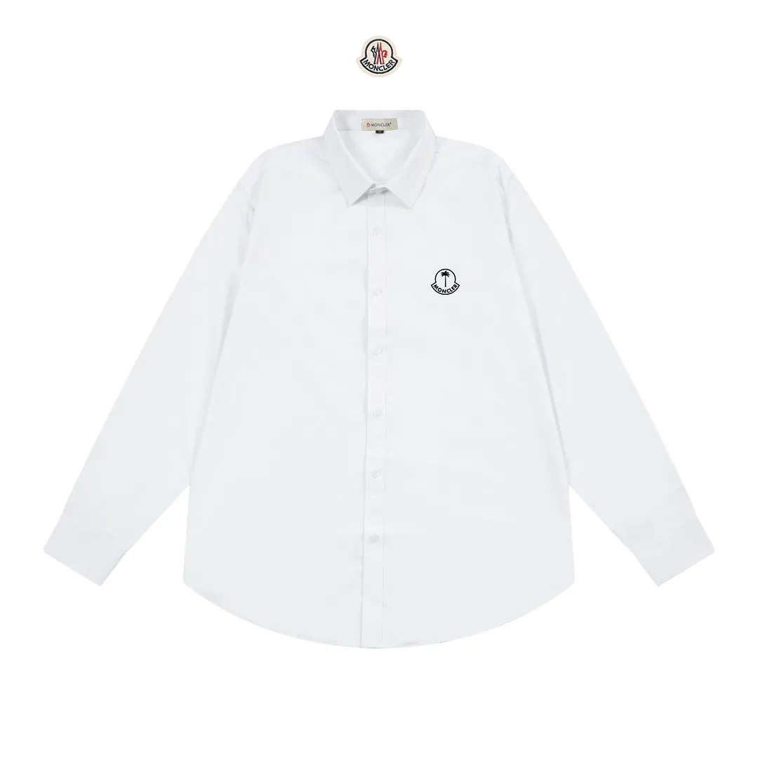 P270 Moncler Mengkou official website classic brand iron label logo design long-sleeved shirt, custom-dyed fabric, upper body full of high-end feel, pure cotton bamboo fiber fabric, high quality, same style for men and women. Size: 39-43 (M-3XL)