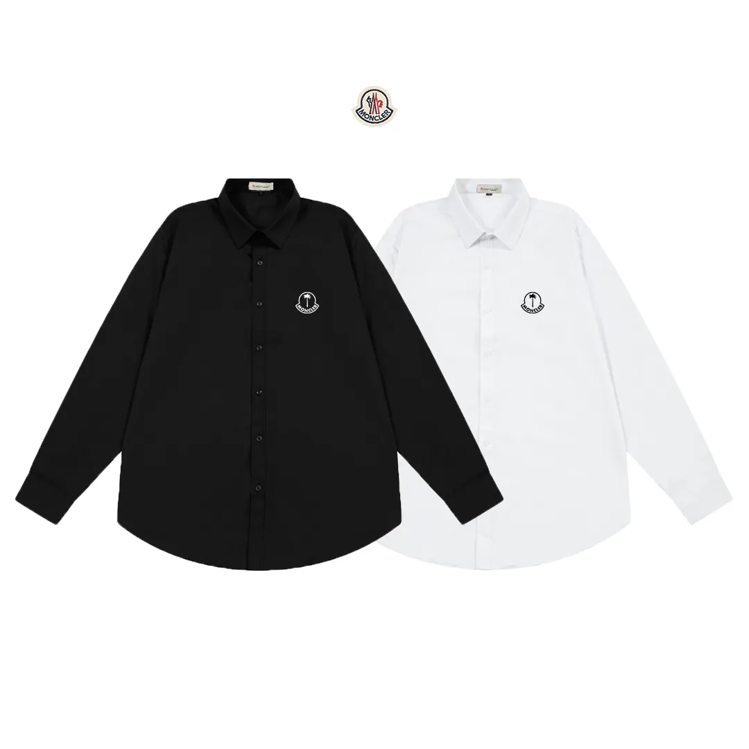 P270 Moncler Mengkou official website classic brand iron label logo design long-sleeved shirt, custom-dyed fabric, upper body full of high-end feel, pure cotton bamboo fiber fabric, high quality, same style for men and women. Size: 39-43 (M-3XL)
