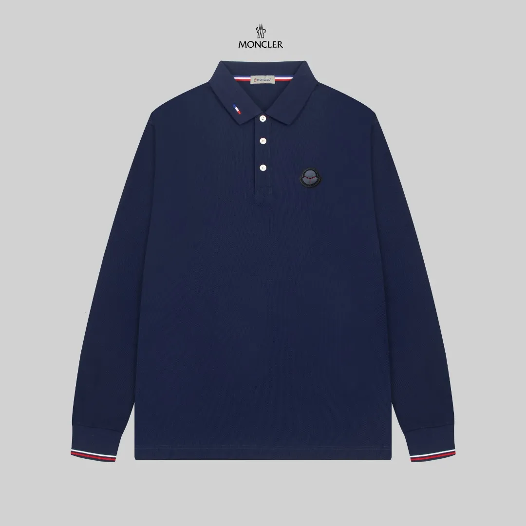 P210 MONCLER/Mask 25SS new logo embroidered lapel long-sleeved Polo shirt.  A simple yet refined T-shirt. The best item to create a modern and elegant look. Excellent channel product! Customer-supplied Piquet porous fiber pique cotton fabric, which can be called a "breathing fabric."  The unparalleled texture is inseparable from the exquisite materials used in craft tailoring. The craft knitted quilted design makes the hand feel extremely smooth and delicate without any roughness. The original logo design is more luxurious and noble. The upper body is comfortable and classy. The hand feels very smooth and soft. It can be easily controlled regardless of business, fashion or leisure. The age span is very large, which conforms to the trendy and practical dressing customs. It is the first choice for senior urban fashion people.  Black/white/Tibetan orchid Size: M~3XL