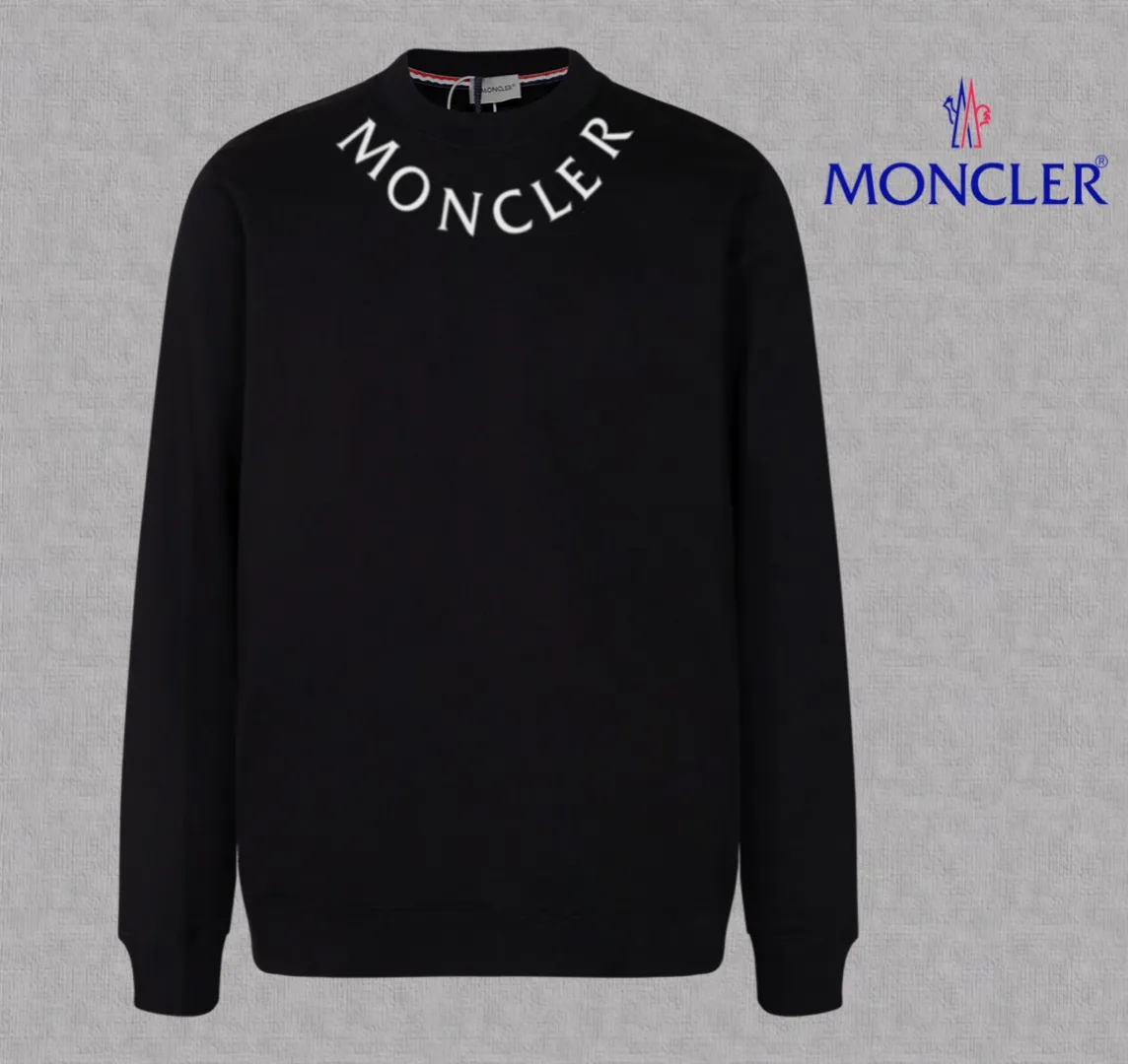 P210 High-version sweatshirt) [Long-term stock] 〖𝐌𝐎𝐍𝐂𝐋𝐄𝐑~Mask〗 Made of 440g heavy-weight fabric. It is different from the market currency. It can be matched with any variety and is properly handsome. 😎The whole dress is made of double waistcoats. The double waistcoats make the whole dress more three-dimensional. Not ordinary factories can do such fine work. 2025 Spring catwalk version of the T stage, on sale at the counter, exquisitely printed round neck terry sweatshirt, high-end double-ply cotton, custom-made stretch ribs, dyed in the same vat, complete with three standards, matched with digital printing patterns and very breathable, same style for men and women, color: black, white, apricot, size: S M L XL 2XL