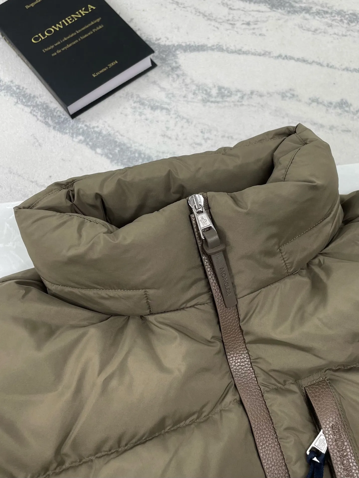 P970 (high version) Moncler-MONCLER leather logo zipper down jacket Size:1 2 3 4 5