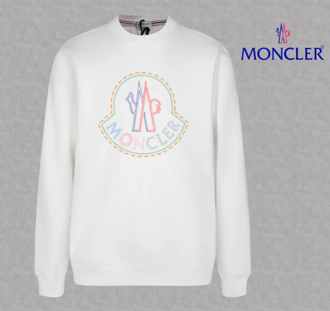 P210 High-version sweatshirt) [Long-term stock] 〖𝐌𝐎𝐍𝐂𝐋𝐄𝐑~Mask〗 Made of 440g heavy-weight fabric. It is different from the market currency. It can be matched with any variety and is properly handsome. 😎The whole dress is made of double waistcoats. The double waistcoats make the whole dress more three-dimensional. Not ordinary factories can do such fine work. 2025 Spring runway version of the T stage, on sale at the counter, round neck terry sweatshirt, high-end double-strand pure cotton, custom-made stretch ribs, dyed in the same vat, complete with three standards, matched with exquisite embroidered LOGO on the chest, simple and advanced, same style for men and women. Color: black, apricot, white, size: S M L XL 2XL
