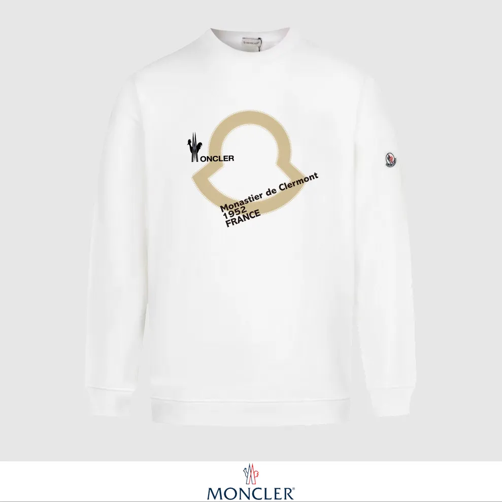 P240 Recommend the most popular Moncler masked 380g printed terry crew neck sweatshirt. Breathable pure cotton fabric. The texture is very soft and comfortable. No shrinkage, no deformation, no pilling). Original customized accessories. Collar label. Wash mark. Hang tag. Packaging (perfect details). Color: White. Black. Size: XS S M L.