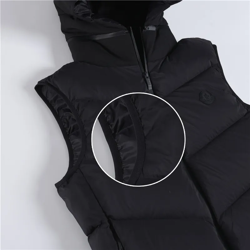 P800 𝑴𝒐𝒏𝒄𝒍𝒆𝒓｜Moncler/Moncler 25𝒔𝒔 Guersac autumn and winter new twill craft hooded [removable hood] light luxury fashionable down vest for men and women #T48# 𝑺𝒊𝒛𝒆：𝟭# 𝟮# 𝟯# 𝟰# 𝟱# Product color: black, beige