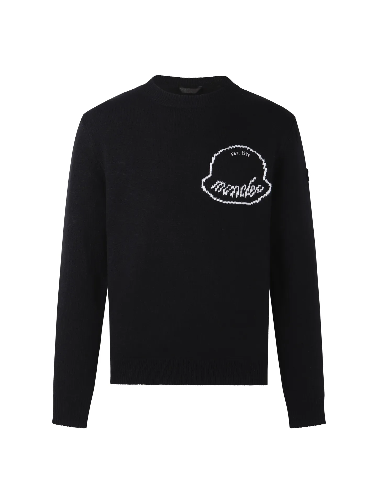 P430 White background] MONCLER/Mask embroidered logo round neck long-sleeved sweater [Ready stock] S M L