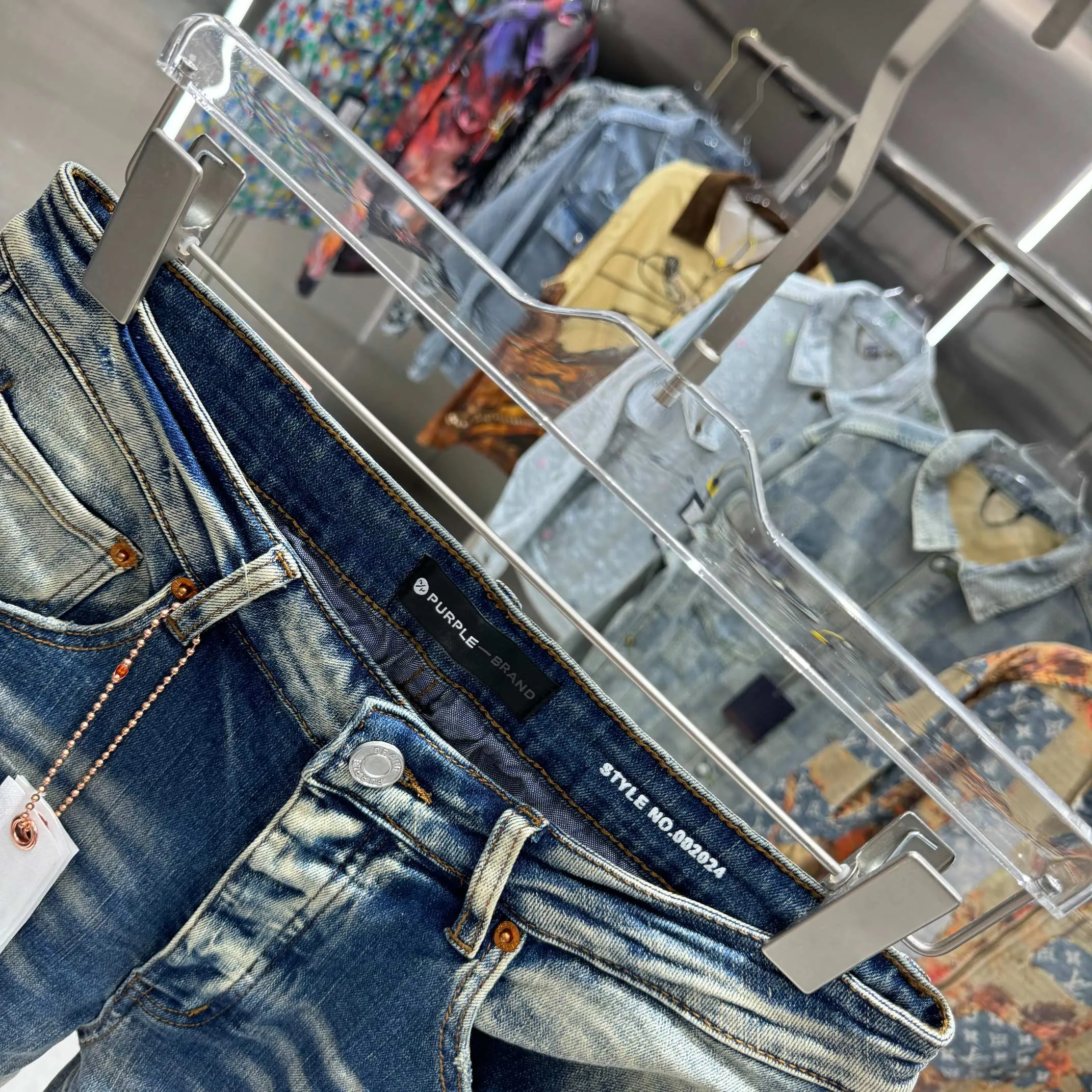 🅿️310 Purple Brand ripped graffiti craft street fashion slim fit stretch jeans color blue code number 30 32 34 36 38