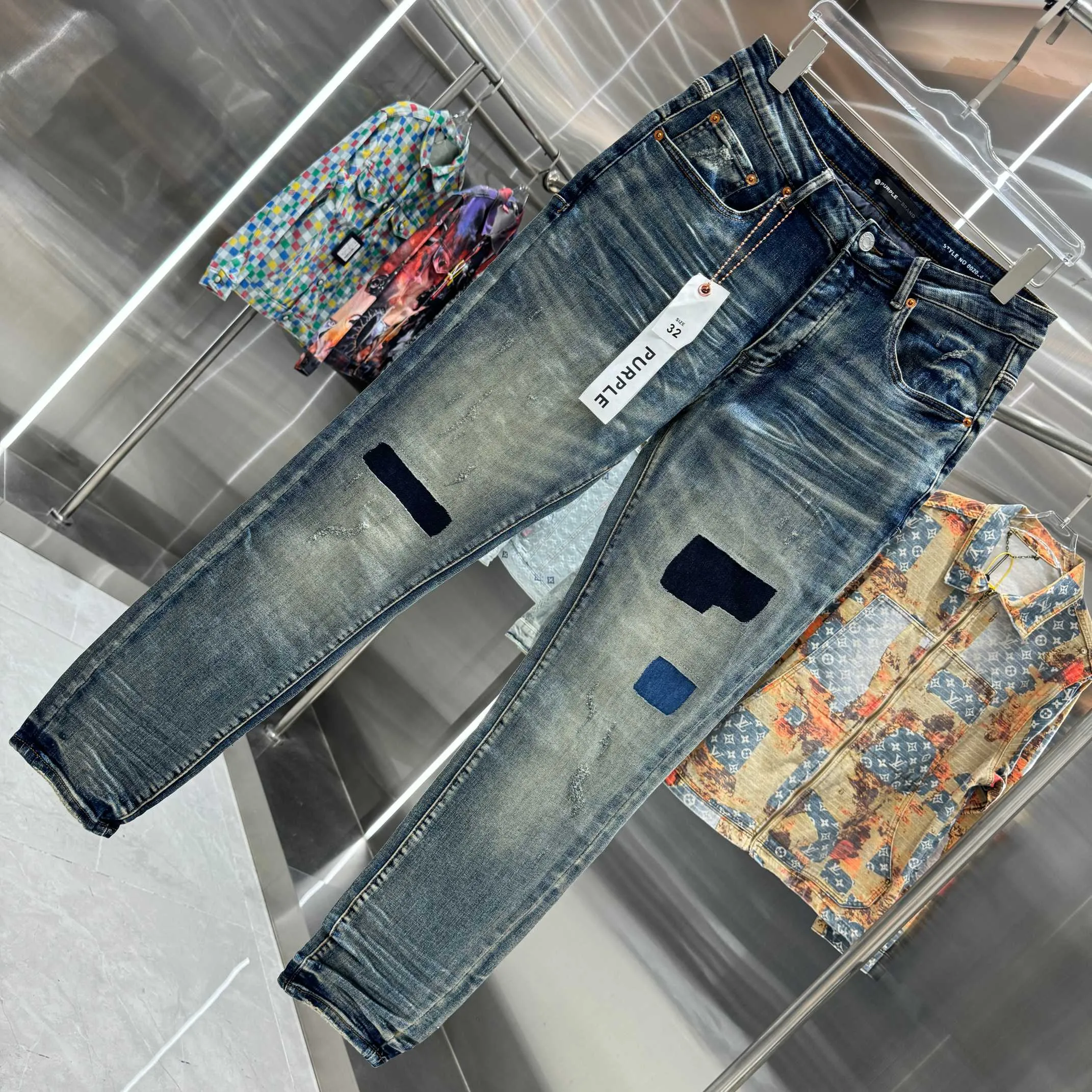 🅿️310 Purple Brand ripped craft street fashion slim fit stretch jeans color blue code number 30 32 34 36 38