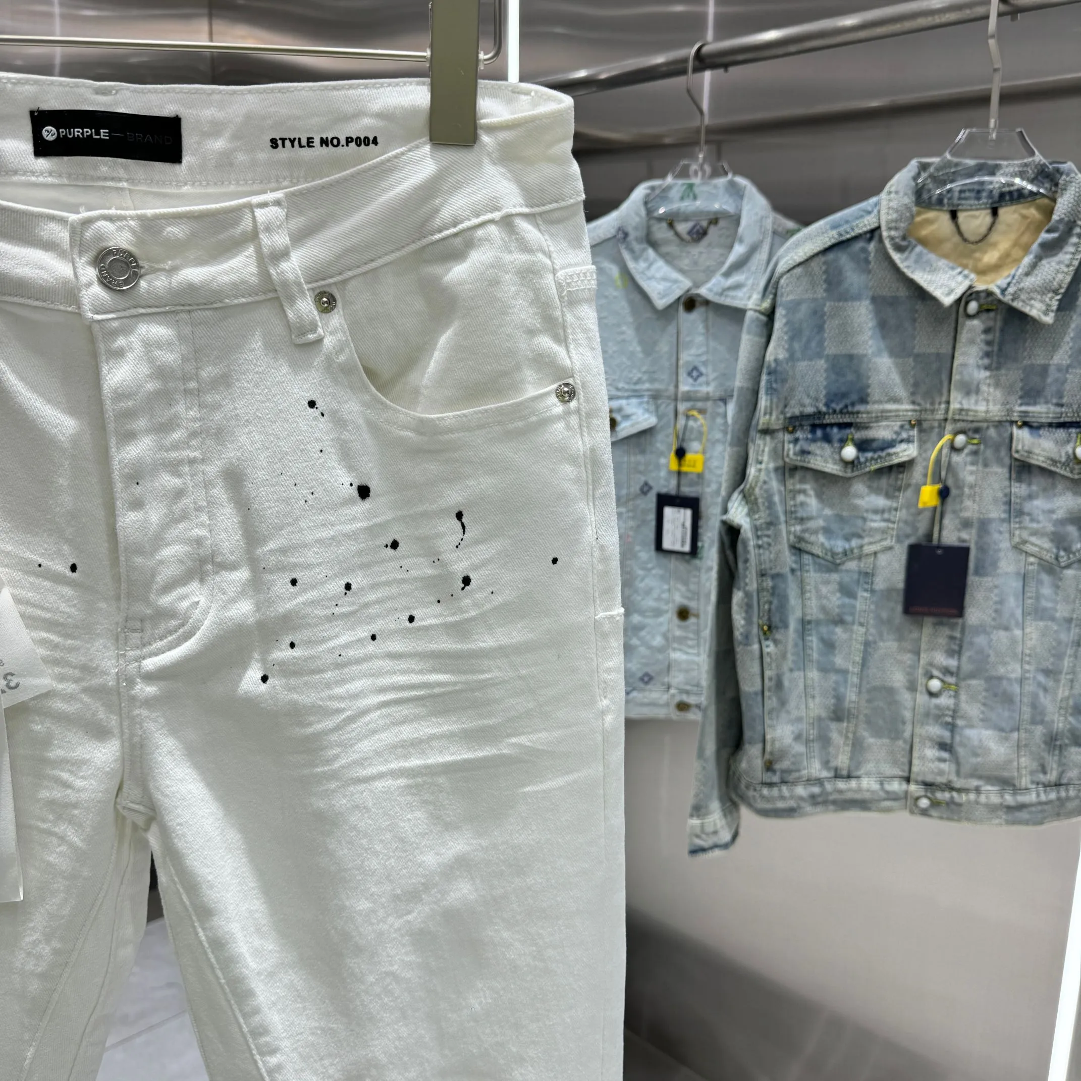 🅿️310 Purple Brand graffiti ripped street style micro-flared stretch jeans Color White Size 30 32 34 36 38