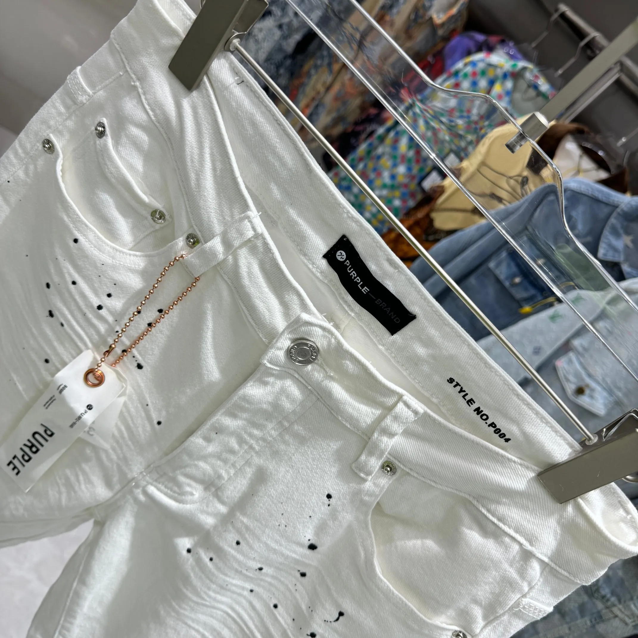 🅿️310 Purple Brand graffiti ripped street style micro-flared stretch jeans Color White Size 30 32 34 36 38