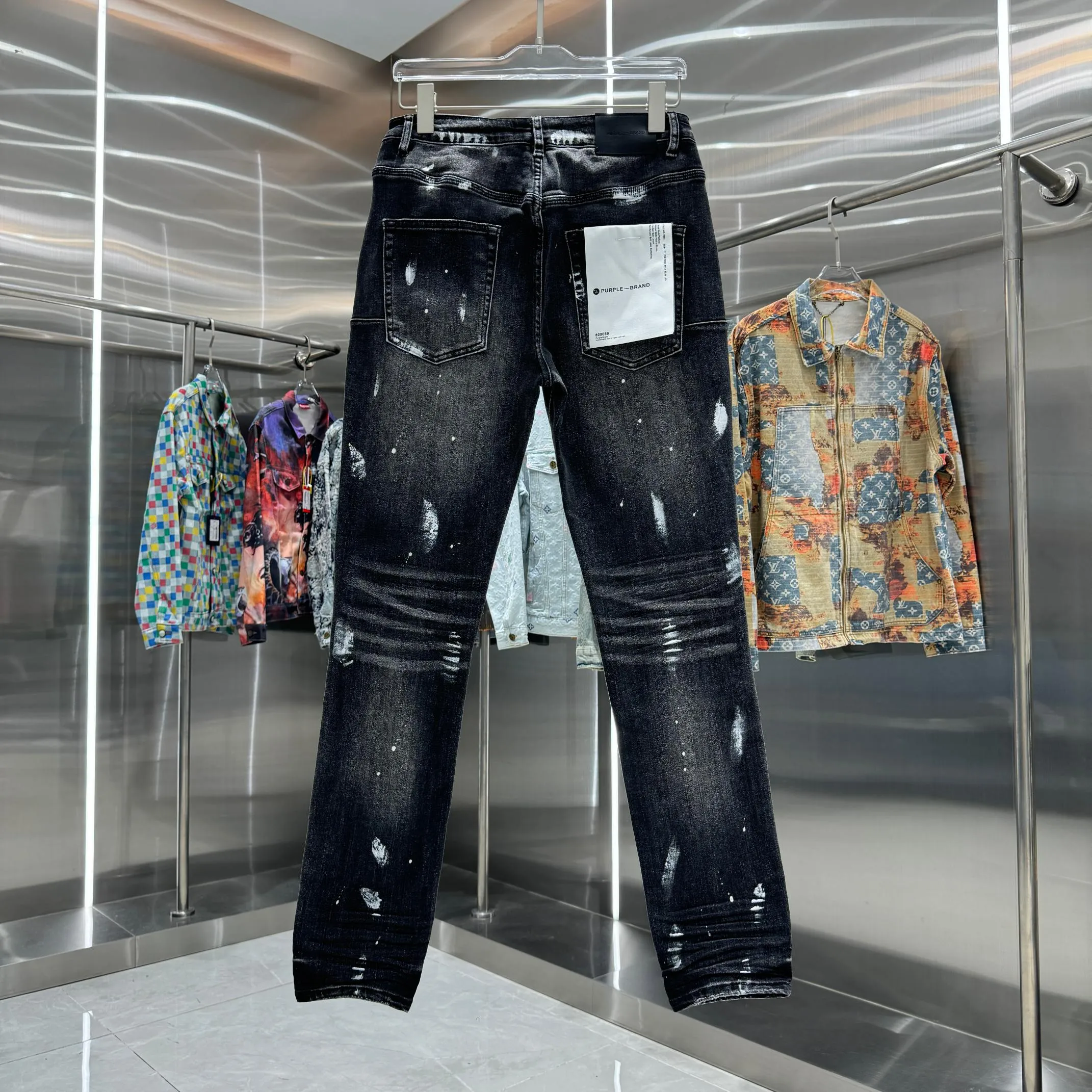 🅿️310 Purple Brand ripped graffiti craft street fashion slim fit stretch jeans Color Black Size 30 32 34 36 38