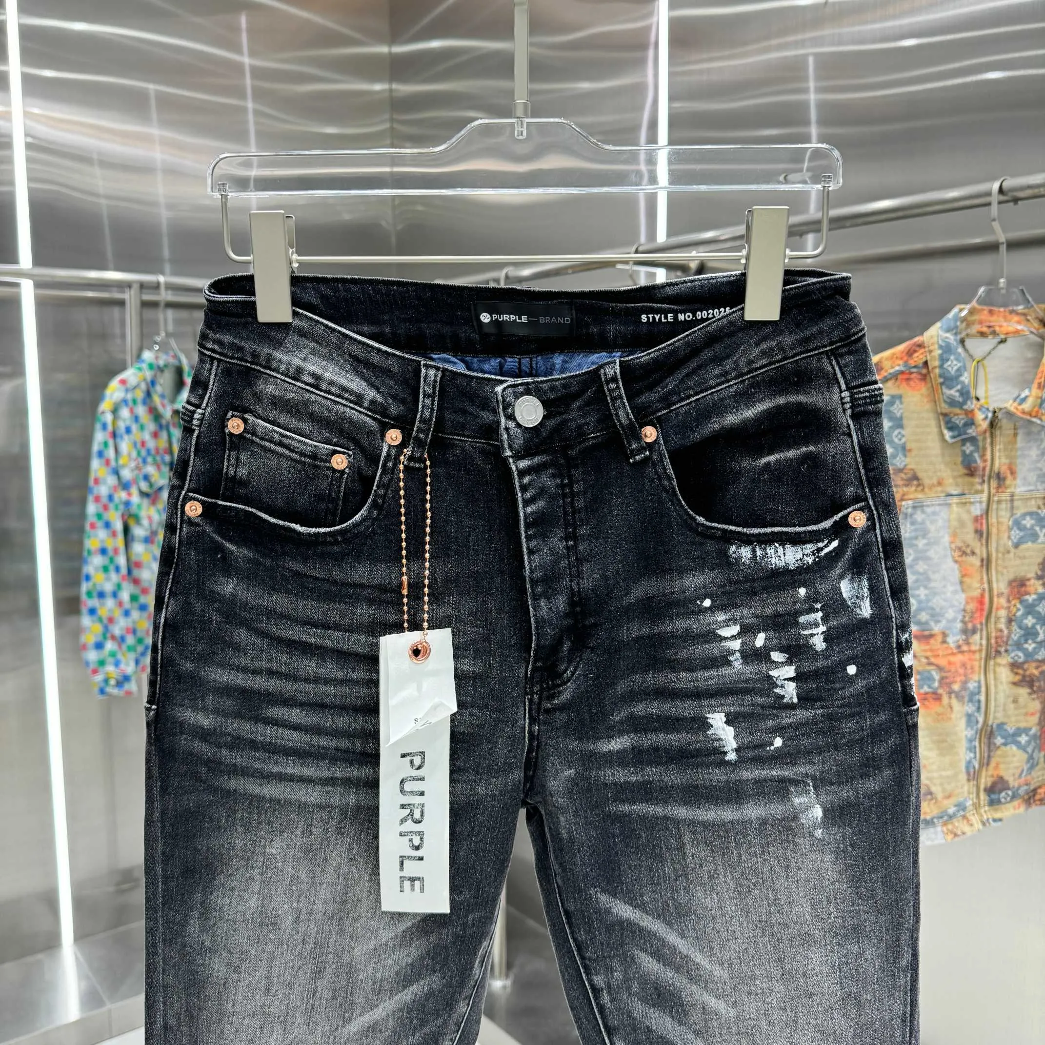 🅿️310 Purple Brand ripped graffiti craft street fashion slim fit stretch jeans Color Black Size 30 32 34 36 38
