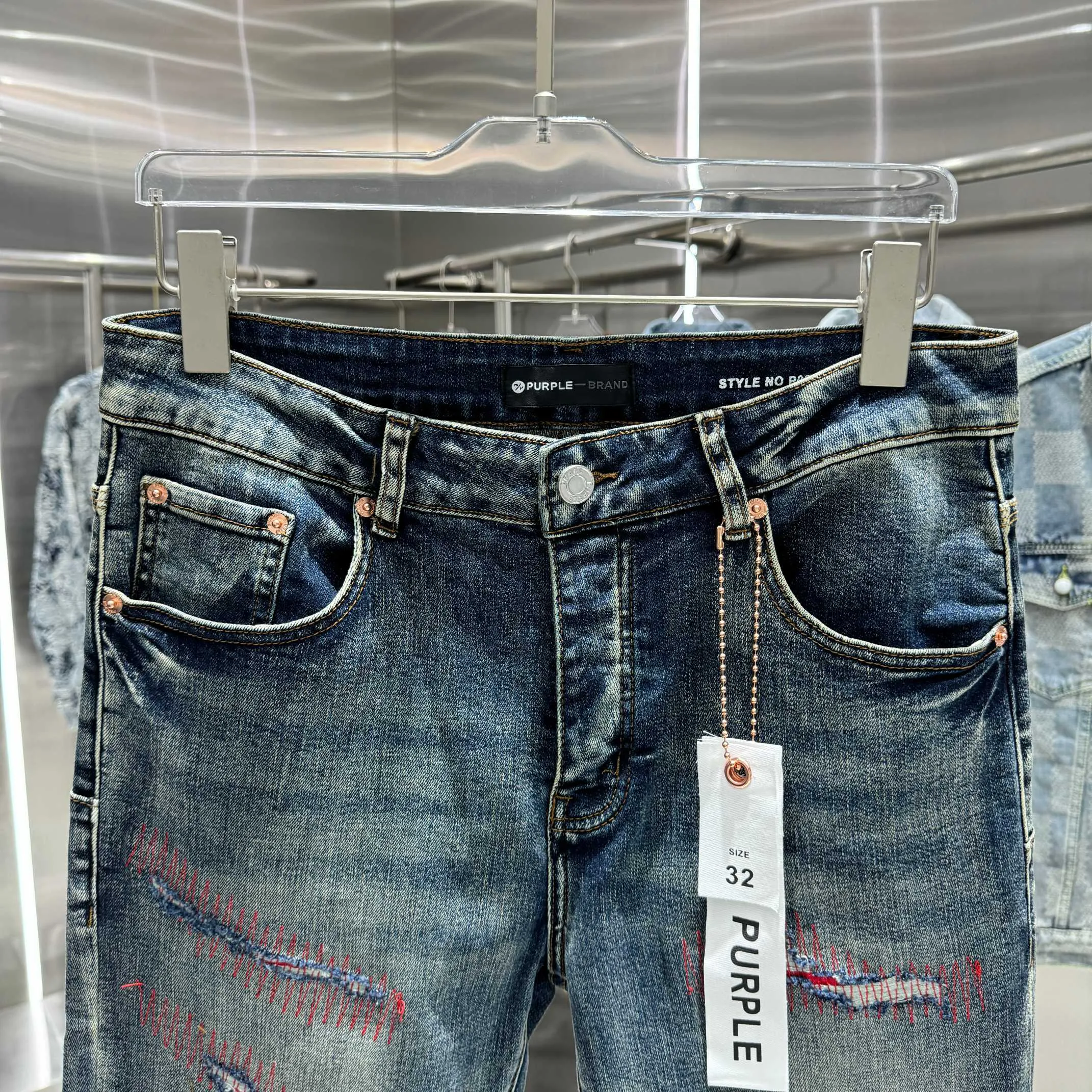 🅿️310 Purple Brand ripped craft street fashion slim fit stretch jeans color blue code number 30 32 34 36 38