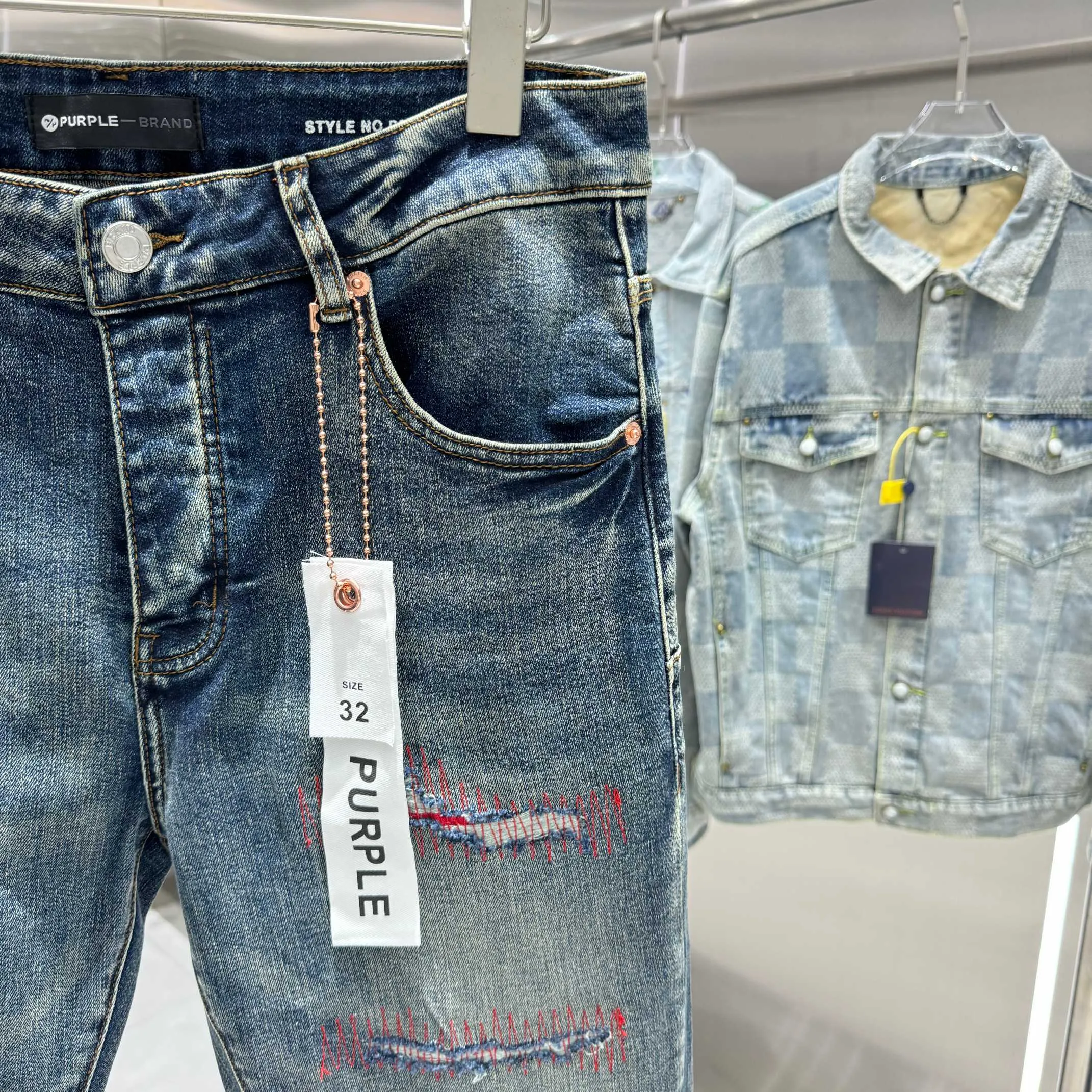 🅿️310 Purple Brand ripped craft street fashion slim fit stretch jeans color blue code number 30 32 34 36 38