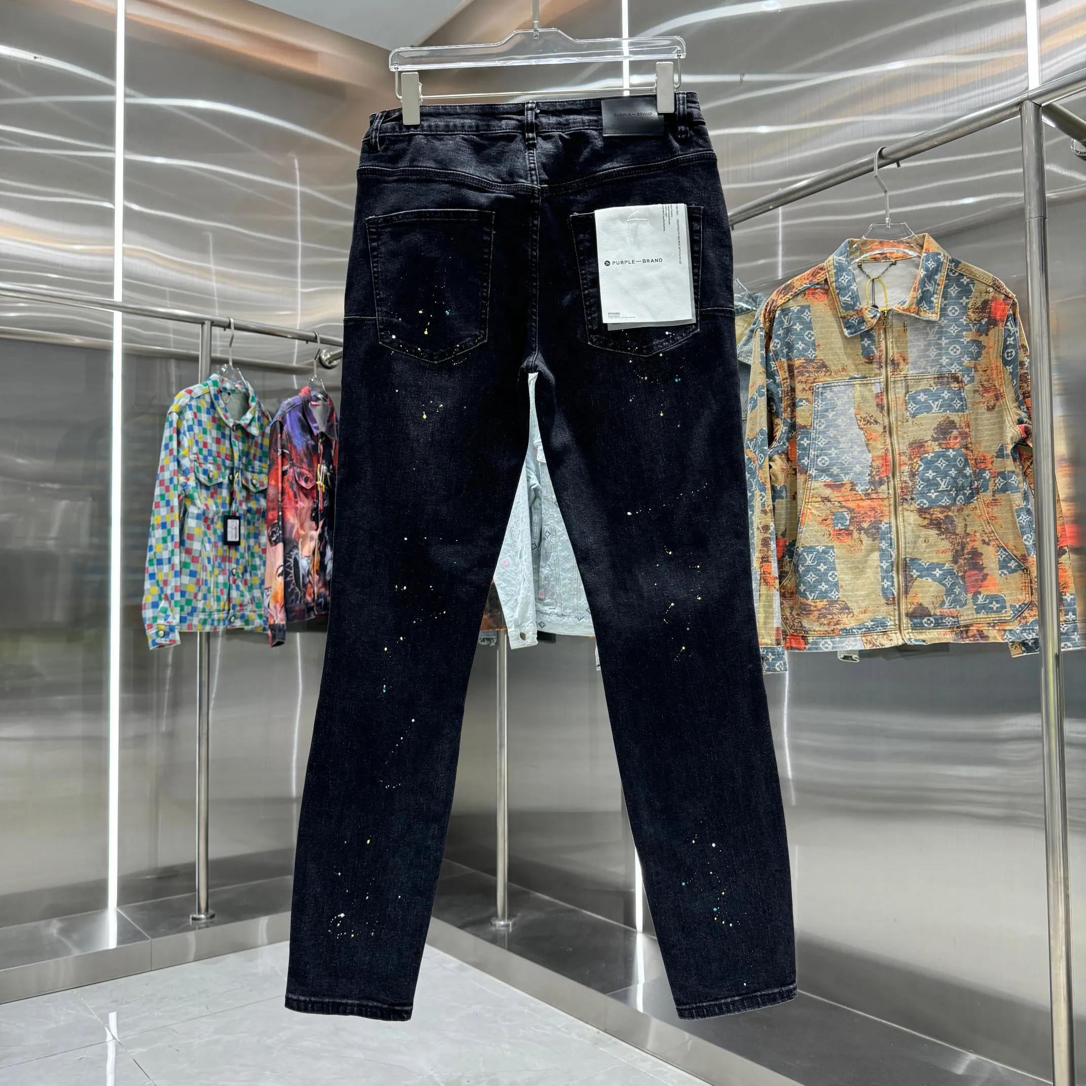 🅿️310 Purple Brand ripped graffiti craft street fashion slim fit stretch jeans Color Black Size 30 32 34 36 38