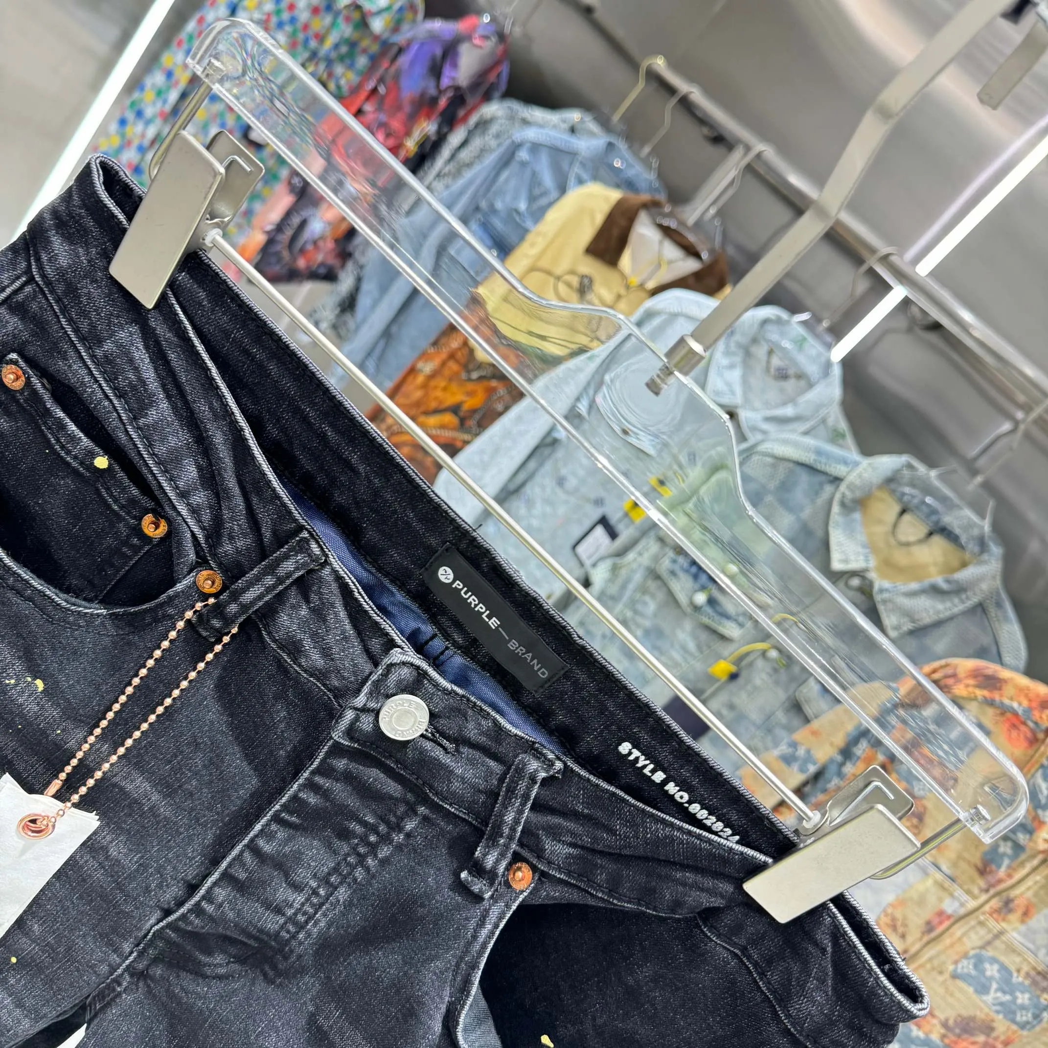 🅿️310 Purple Brand ripped graffiti craft street fashion slim fit stretch jeans Color Black Size 30 32 34 36 38