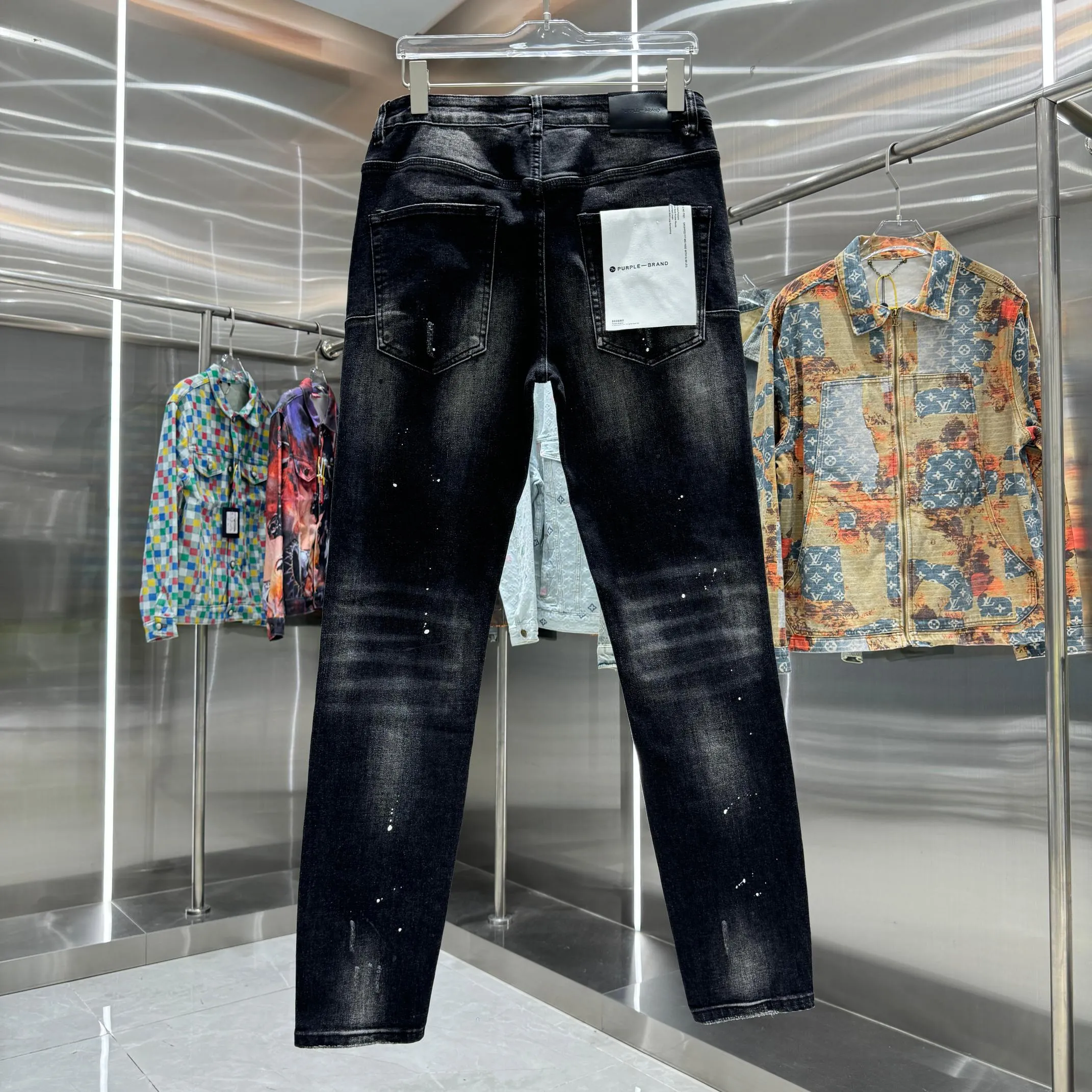 🅿️310 Purple Brand ripped graffiti craft street fashion slim fit stretch jeans Color Black Size 30 32 34 36 38