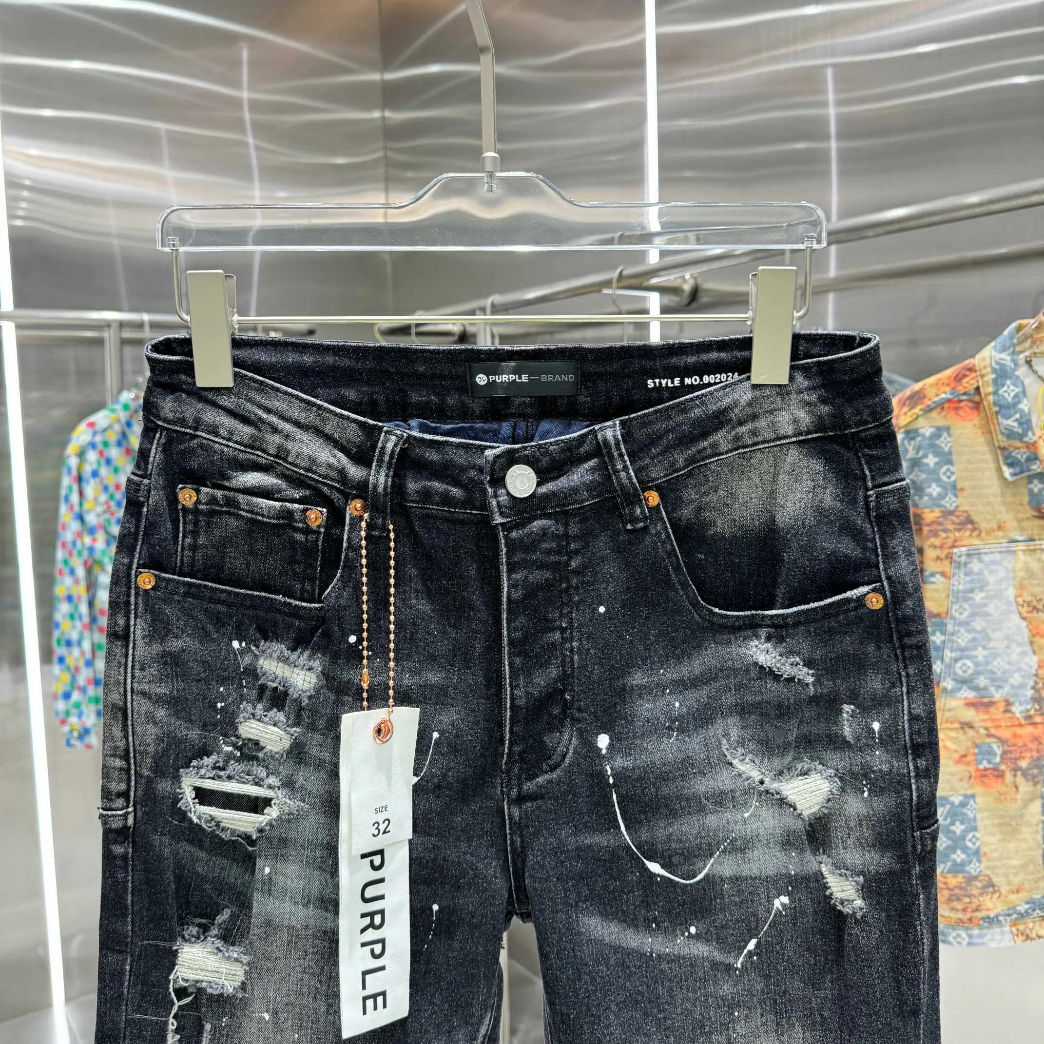 🅿️310 Purple Brand ripped graffiti craft street fashion slim fit stretch jeans Color Black Size 30 32 34 36 38