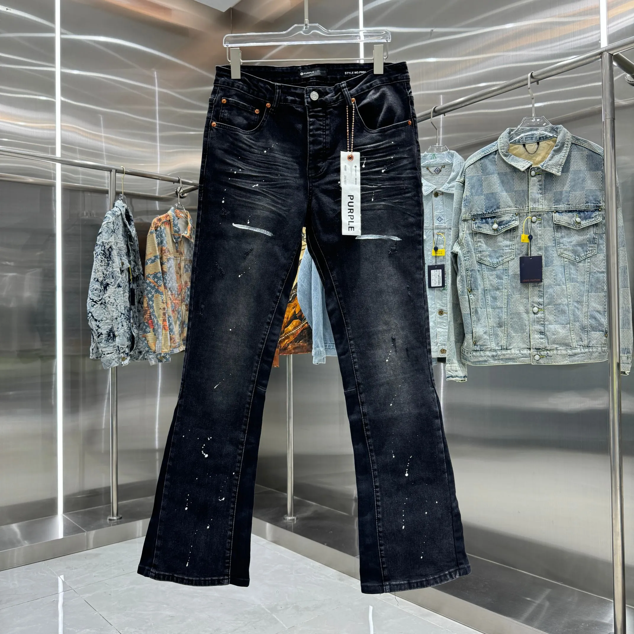 🅿️310 Purple Brand graffiti street style micro-flared stretch jeans Color Black Size 30 32 34 36 38