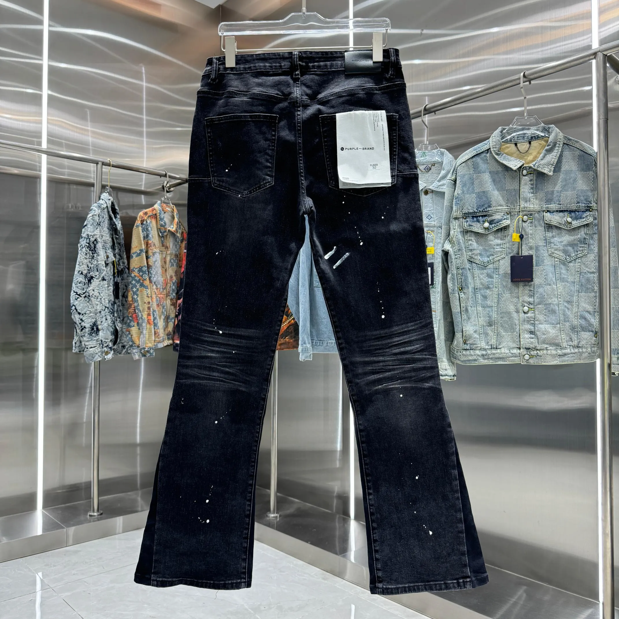 🅿️310 Purple Brand graffiti street style micro-flared stretch jeans Color Black Size 30 32 34 36 38