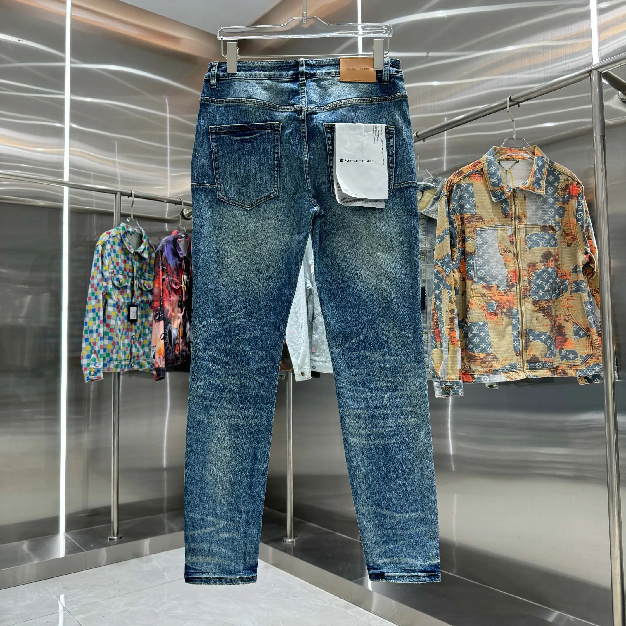 🅿️310 Purple Brand ripped craft street fashion slim fit stretch jeans color blue code number 30 32 34 36 38