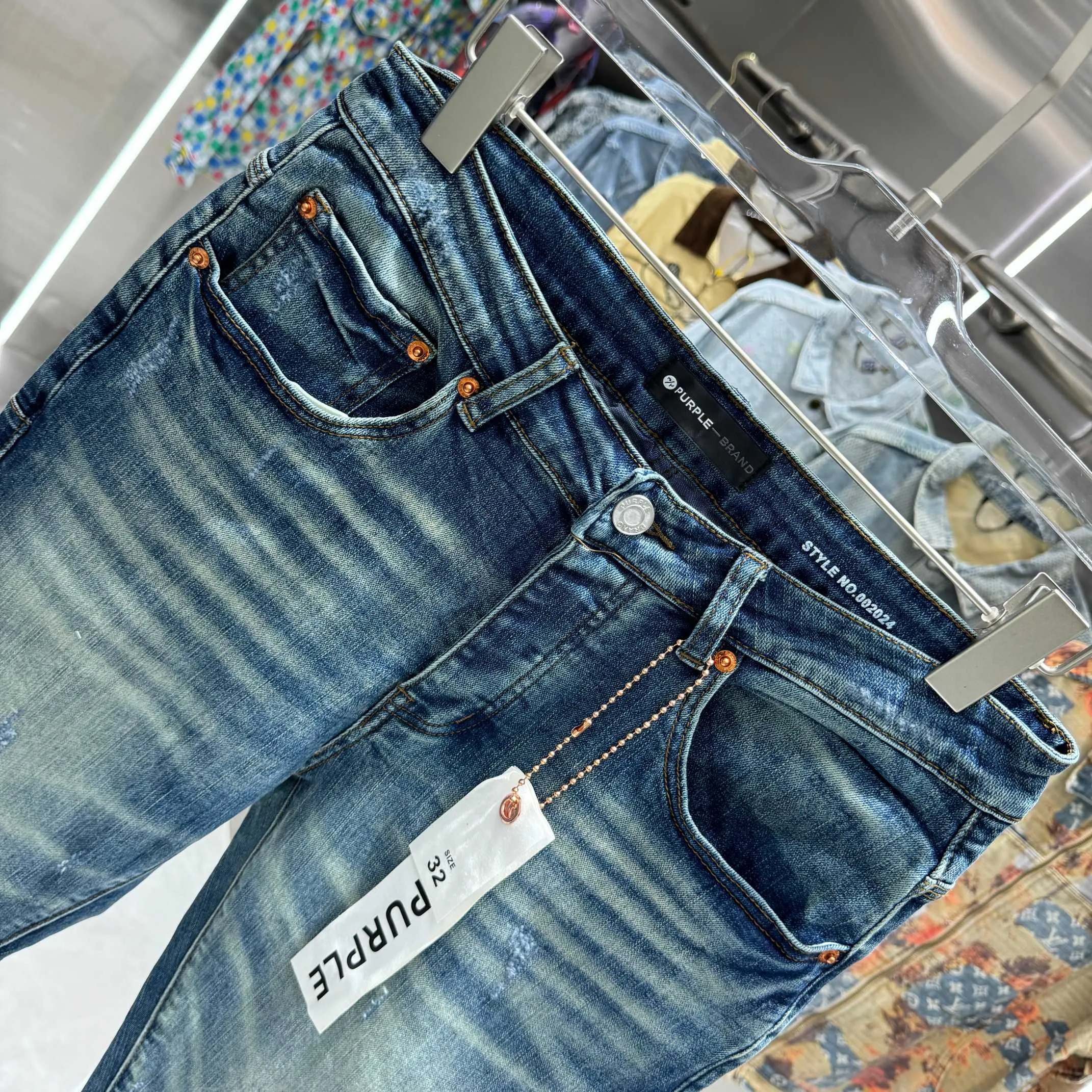 🅿️310 Purple Brand ripped craft street fashion slim fit stretch jeans color blue code number 30 32 34 36 38