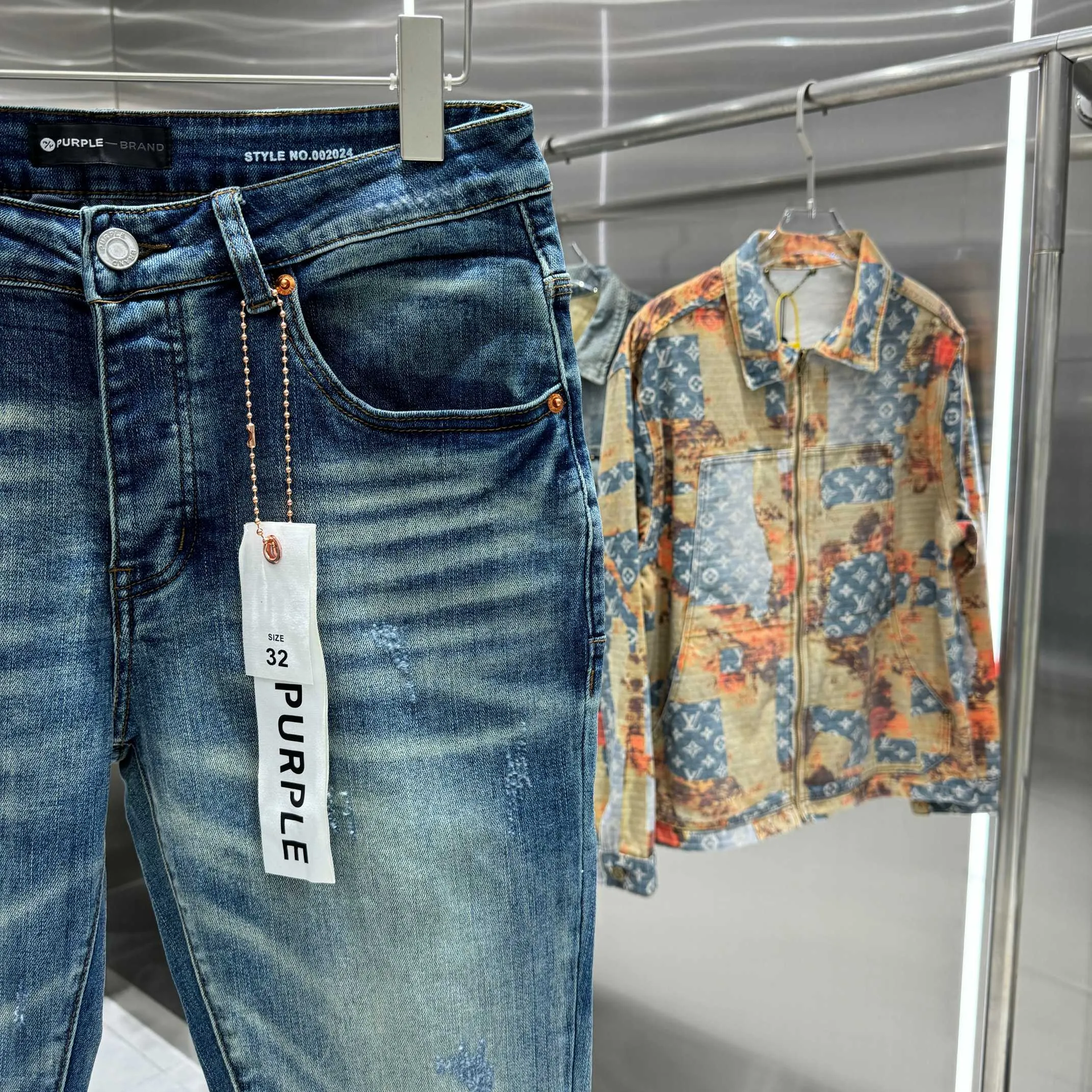 🅿️310 Purple Brand ripped craft street fashion slim fit stretch jeans color blue code number 30 32 34 36 38