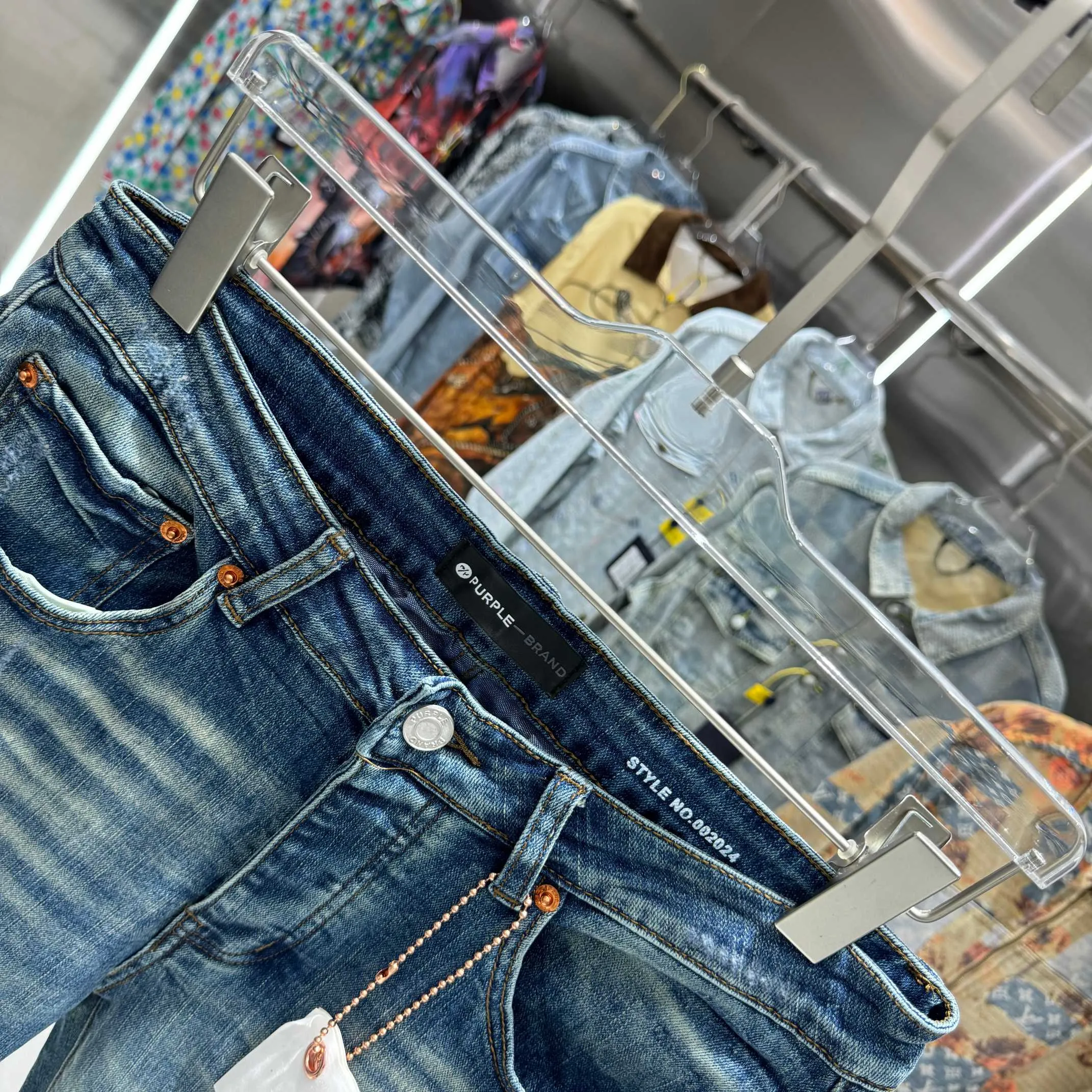 🅿️310 Purple Brand ripped craft street fashion slim fit stretch jeans color blue code number 30 32 34 36 38