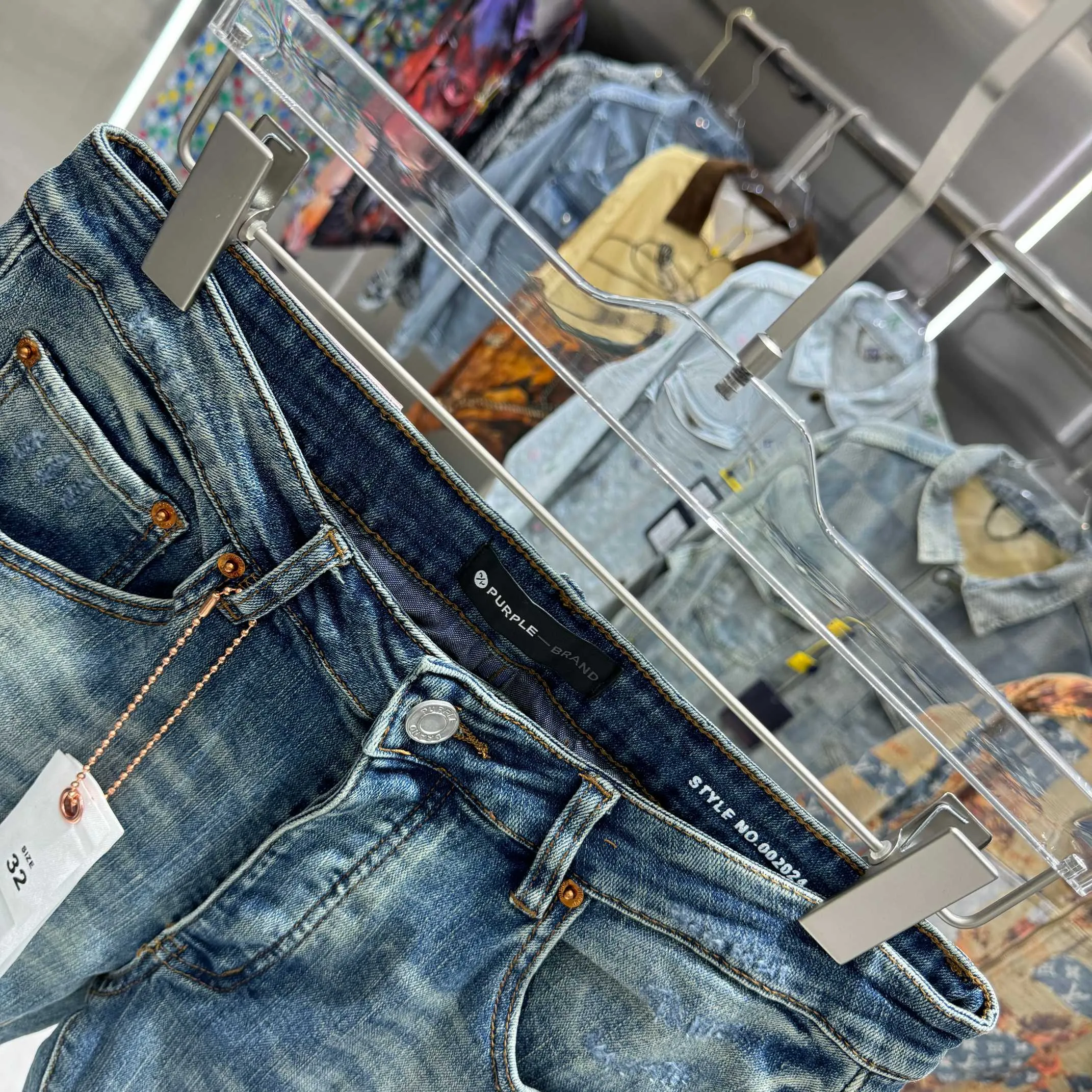 🅿️310 Purple Brand ripped craft street fashion slim fit stretch jeans color blue code number 30 32 34 36 38
