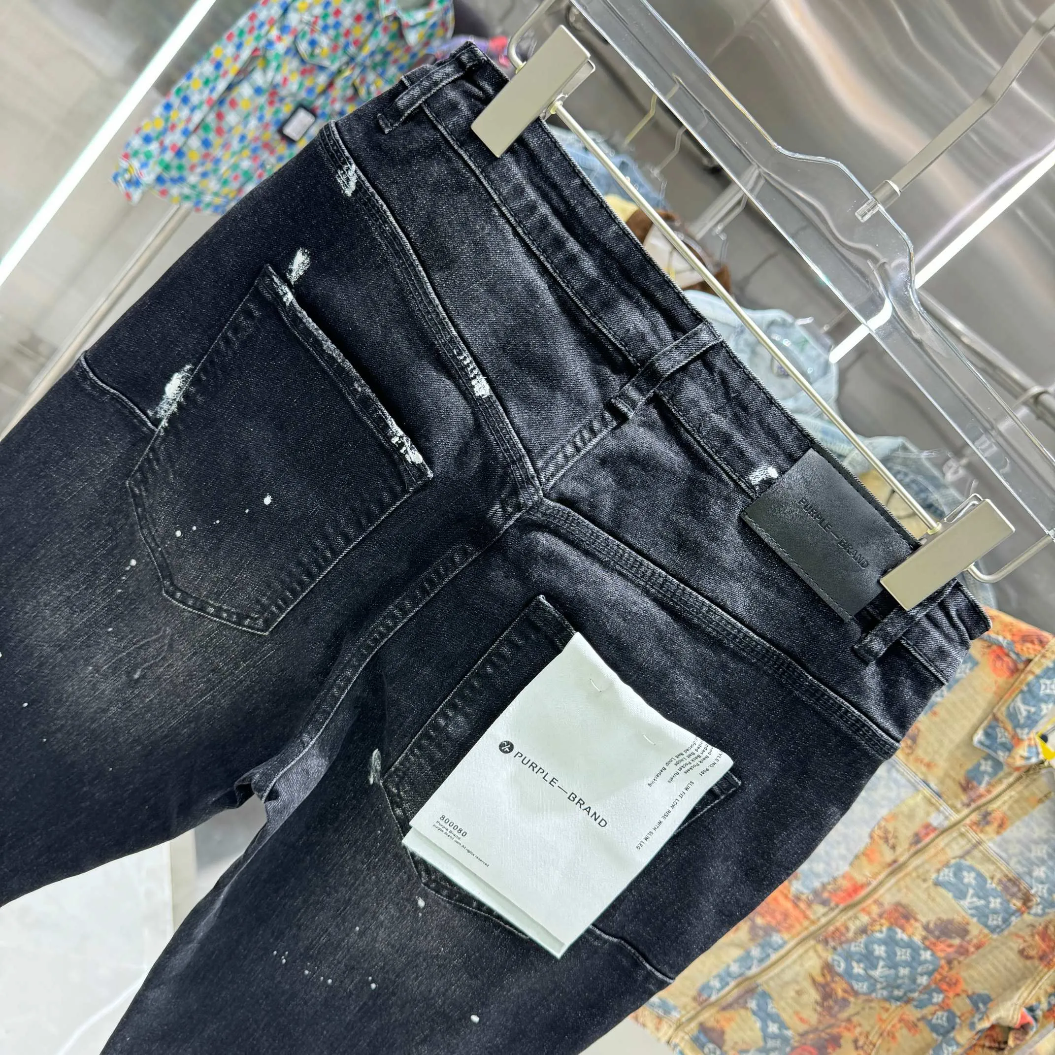 🅿️310 Purple Brand ripped graffiti craft street fashion slim fit stretch jeans Color Black Size 30 32 34 36 38