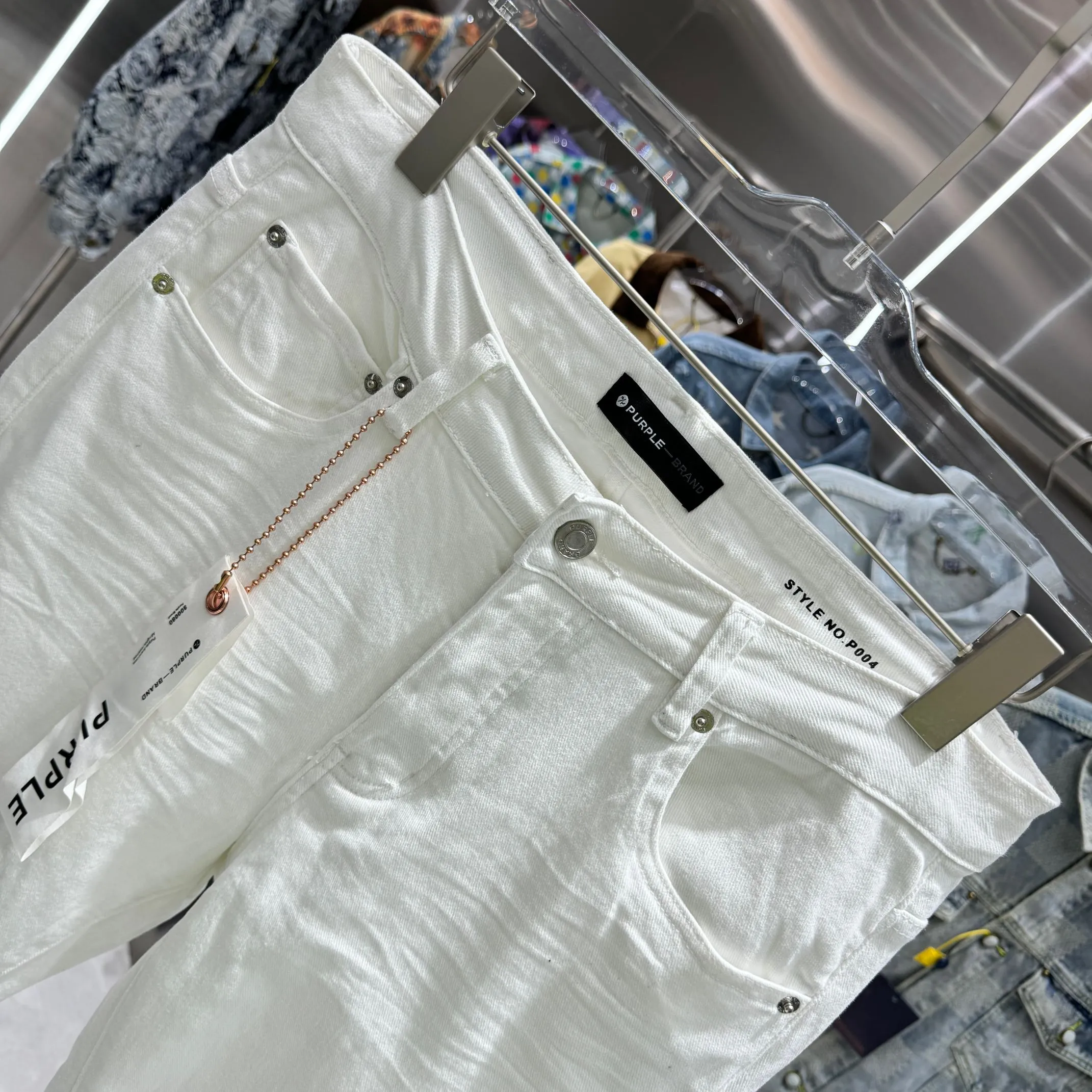 🅿️310 Purple Brand street style micro-flared stretch jeans Color White Size 30 32 34 36 38