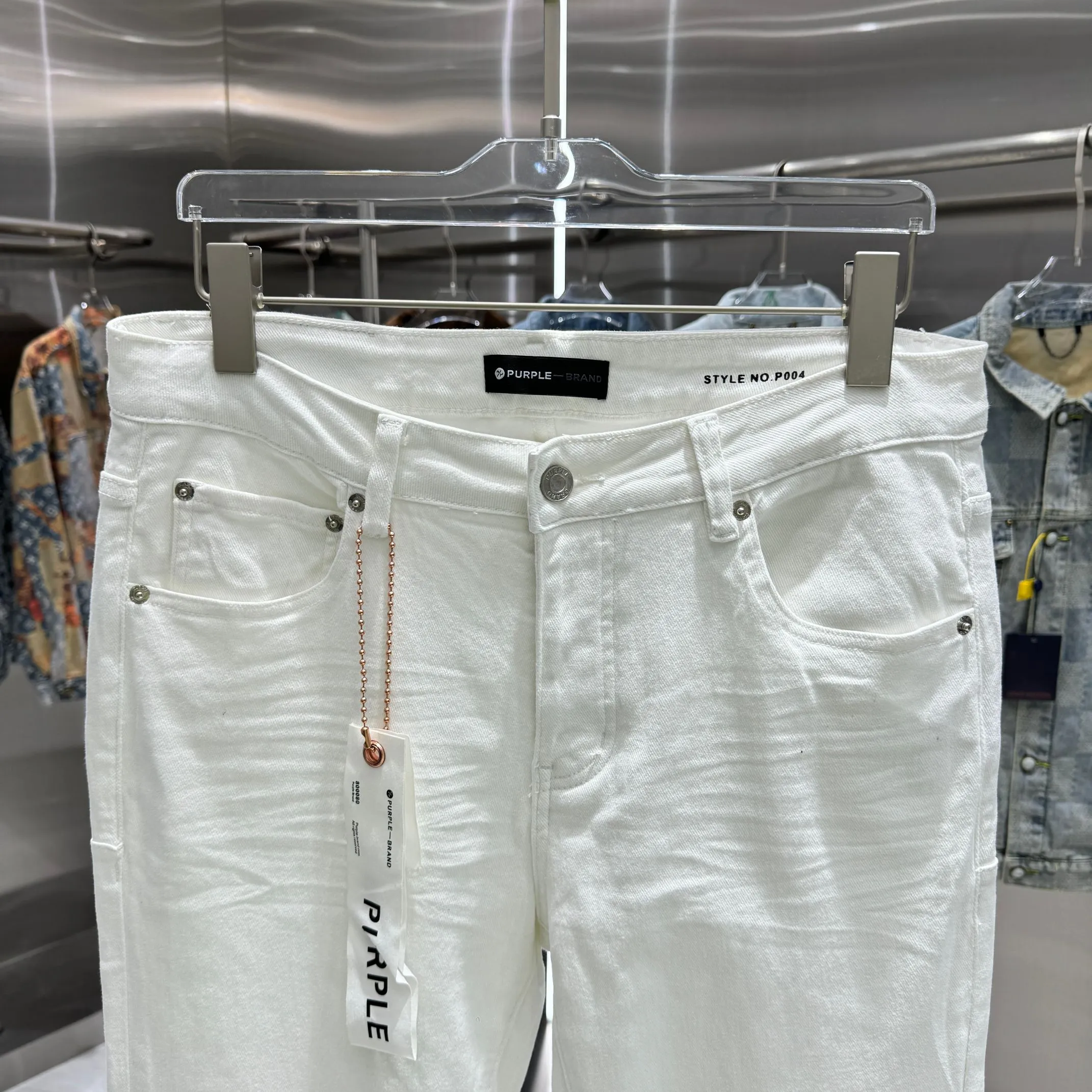 🅿️310 Purple Brand street style micro-flared stretch jeans Color White Size 30 32 34 36 38
