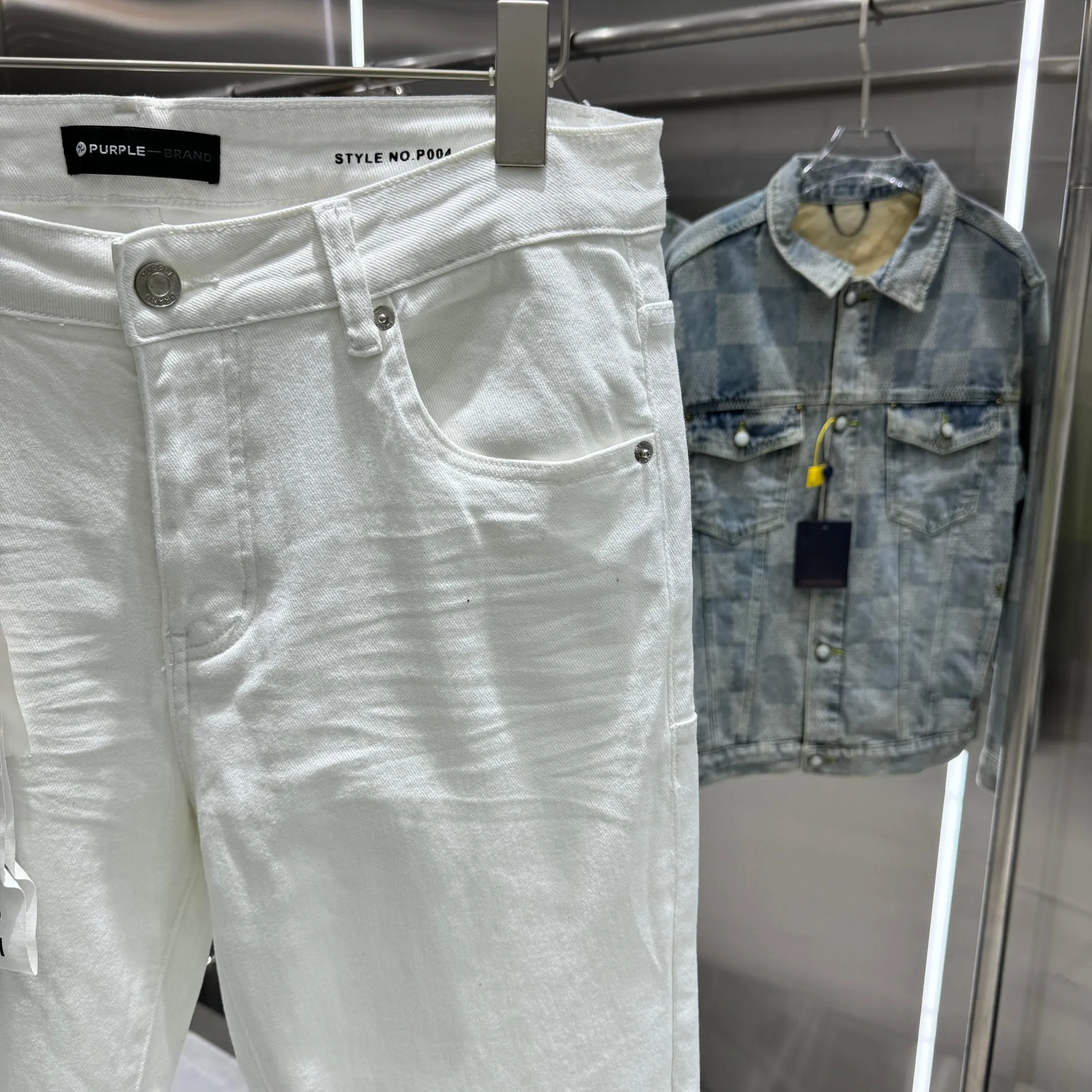 🅿️310 Purple Brand street style micro-flared stretch jeans Color White Size 30 32 34 36 38