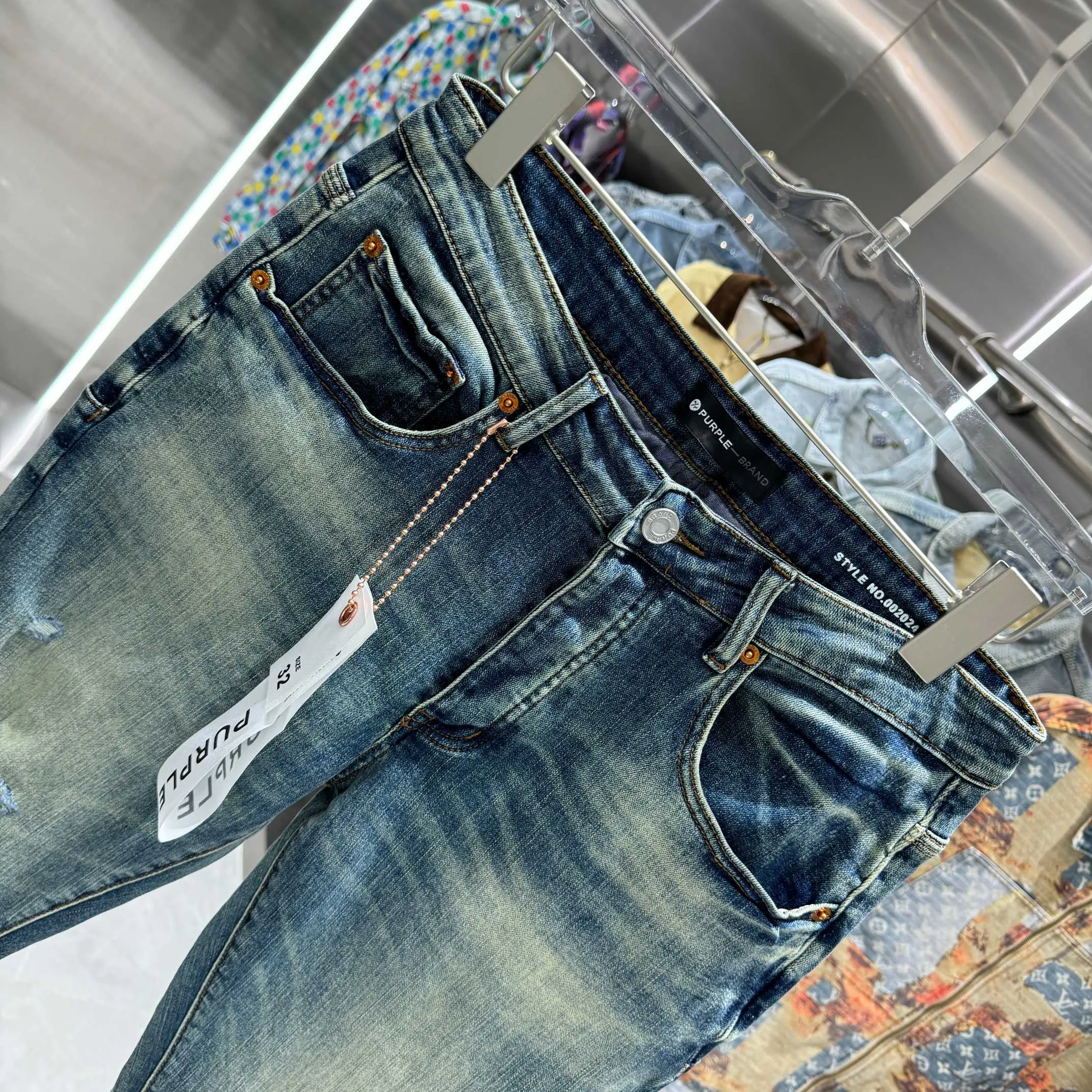 🅿️310 Purple Brand ripped craft street fashion slim fit stretch jeans color blue code number 30 32 34 36 38
