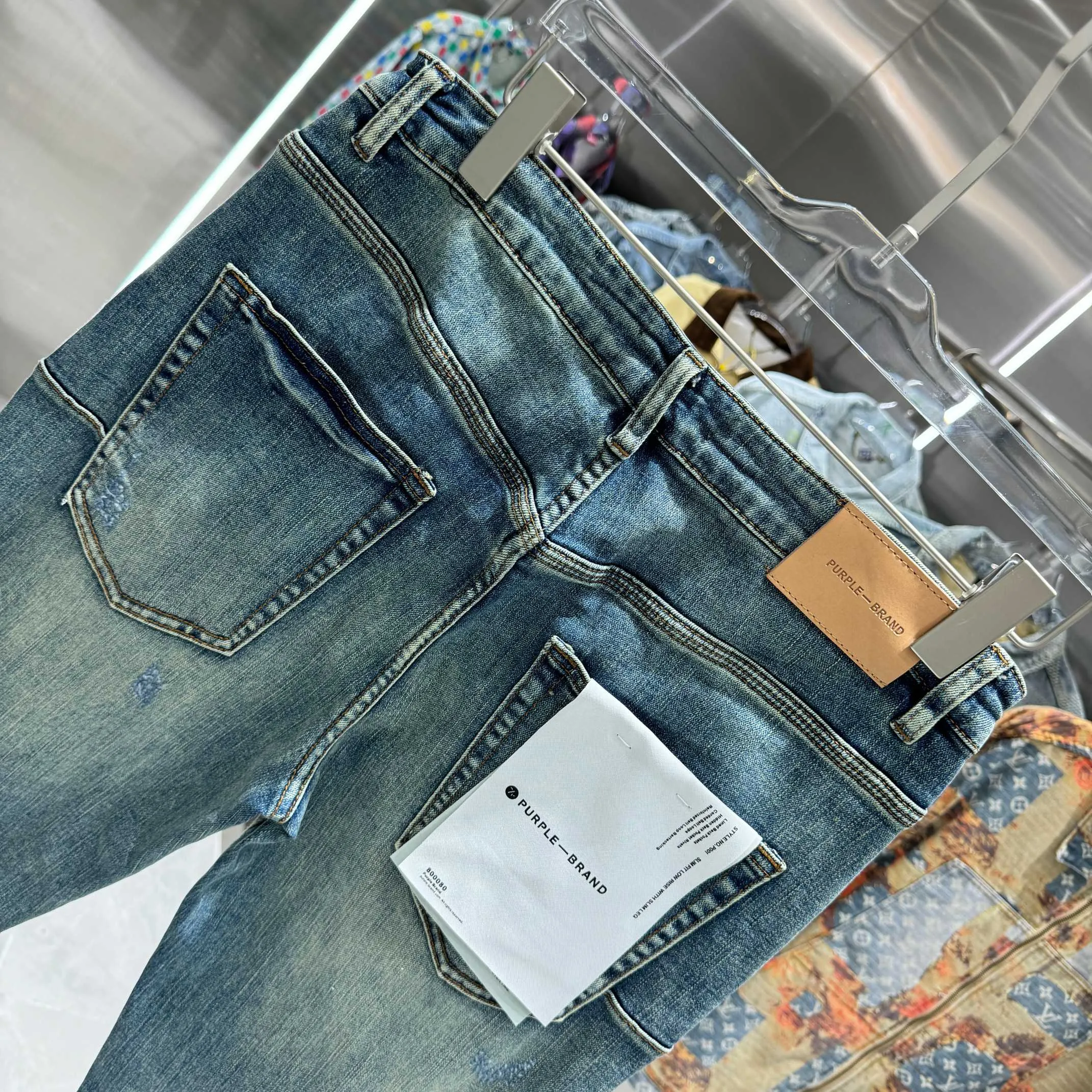 🅿️310 Purple Brand ripped craft street fashion slim fit stretch jeans color blue code number 30 32 34 36 38