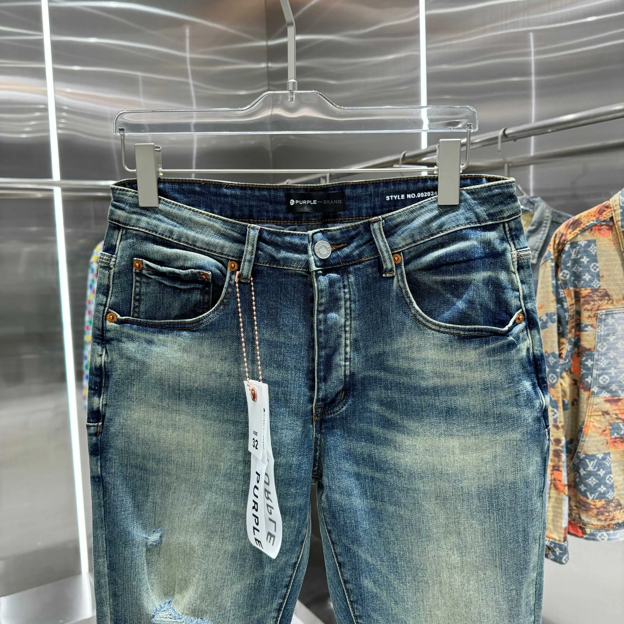 🅿️310 Purple Brand ripped craft street fashion slim fit stretch jeans color blue code number 30 32 34 36 38