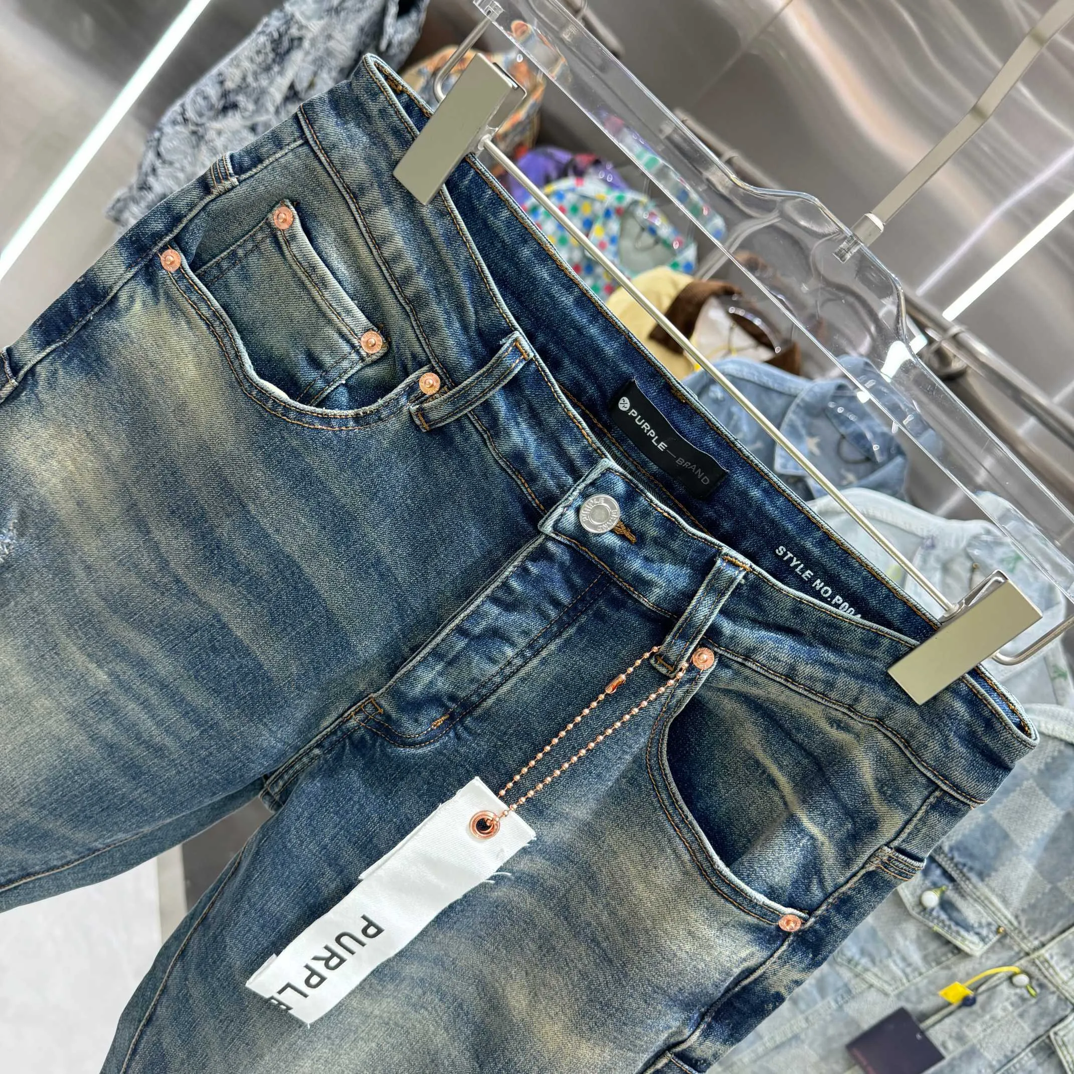 🅿️310 Purple Brand ripped street style micro-flared stretch jeans Color Blue Size 30 32 34 36 38