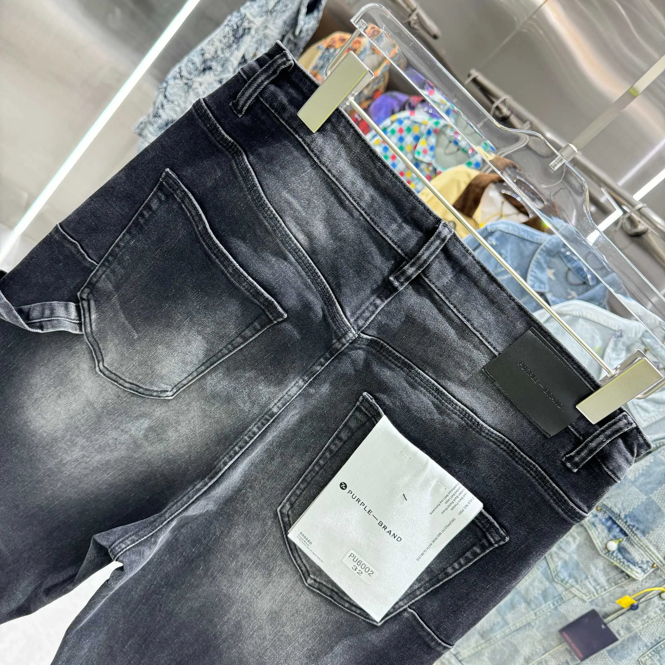 🅿️320 Purple Brand ripped workwear street fashion loose straight jeans Color Black Size 30 32 34 36 38