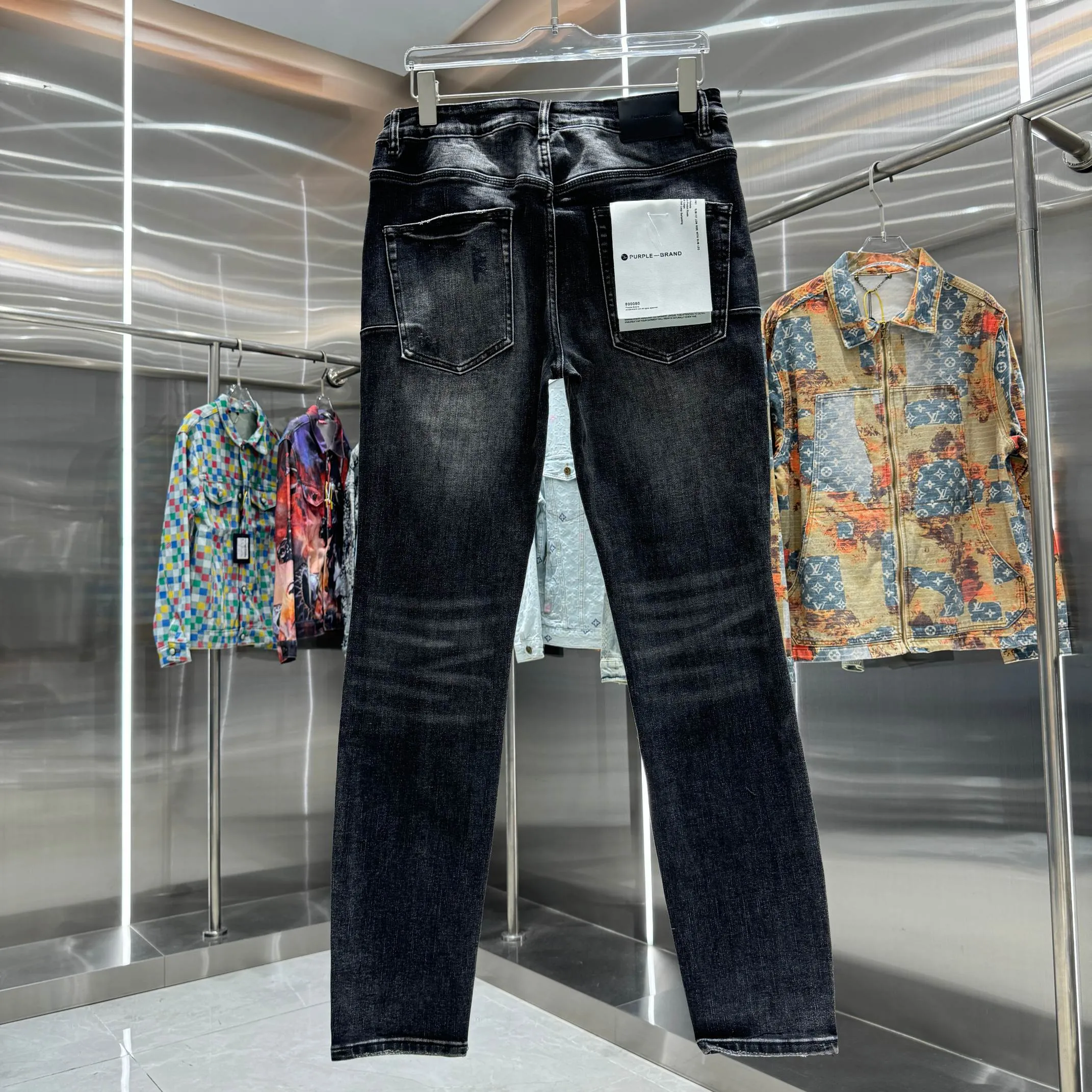 🅿️310 Purple Brand ripped craft street fashion slim fit stretch jeans color black size 30 32 34 36 38