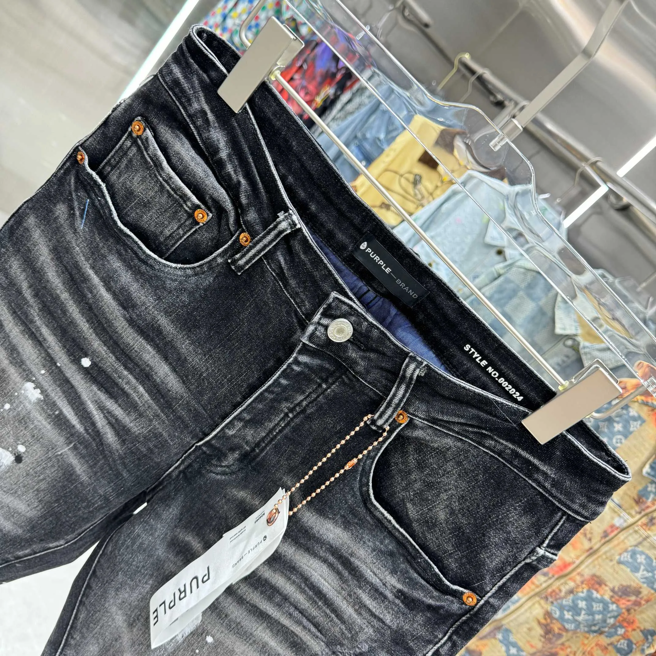 🅿️310 Purple Brand ripped graffiti craft street fashion slim fit stretch jeans Color Black Size 30 32 34 36 38
