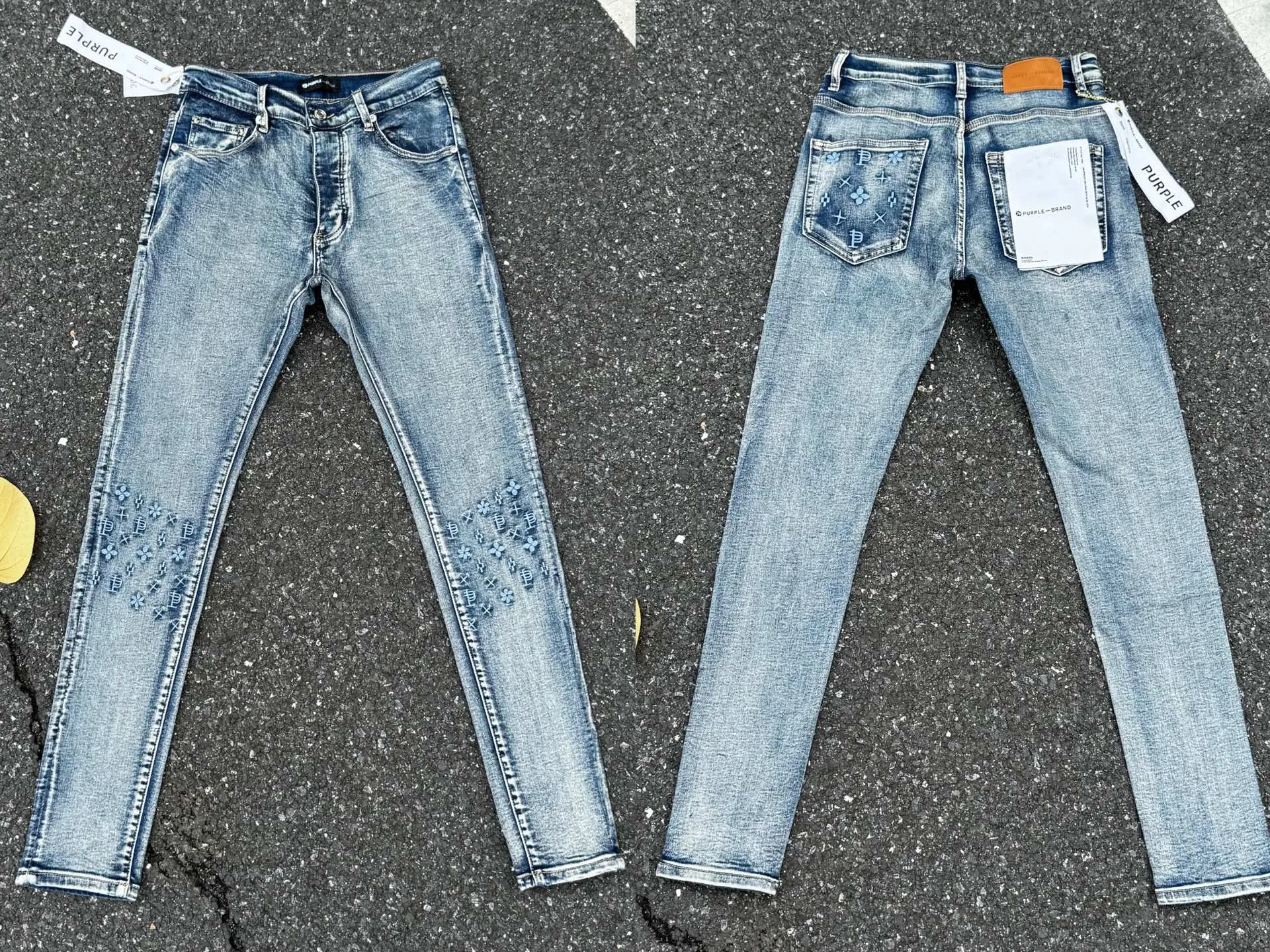 🅿️230 PU3-1 blue (the back pocket label will not be returned or exchanged once it is removed) Top foreign trade order Purple Brand hole-splashed paint stretch skinny jeans, same style for men and women Accessories: complete accessories, all in original packaging, two tags and two labels on the back pocket to distinguish the low-end version on the outside, hardware and buckles are aligned, authentic and original with logo, aluminum alloy buckle, authentic printing inside the jeans pocket, every detail distinguishes any version on the market Fabric: Genuine pattern-making and authentic custom-made imported fabrics using unique washing and dyeing methods, and individually hand-painted - hand-painted ripped micro-elastic jeans Size: 28 30 32 34 36