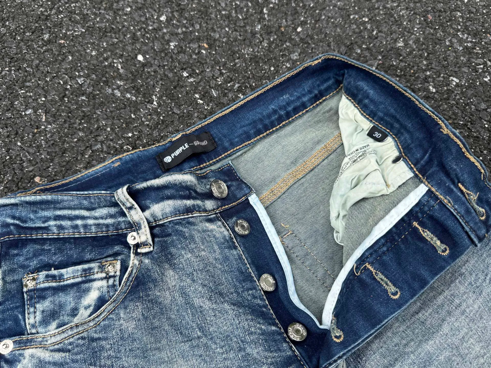 🅿️230 PU3-1 blue (the back pocket label will not be returned or exchanged once it is removed) Top foreign trade order Purple Brand hole-splashed paint stretch skinny jeans, same style for men and women Accessories: complete accessories, all in original packaging, two tags and two labels on the back pocket to distinguish the low-end version on the outside, hardware and buckles are aligned, authentic and original with logo, aluminum alloy buckle, authentic printing inside the jeans pocket, every detail distinguishes any version on the market Fabric: Genuine pattern-making and authentic custom-made imported fabrics using unique washing and dyeing methods, and individually hand-painted - hand-painted ripped micro-elastic jeans Size: 28 30 32 34 36