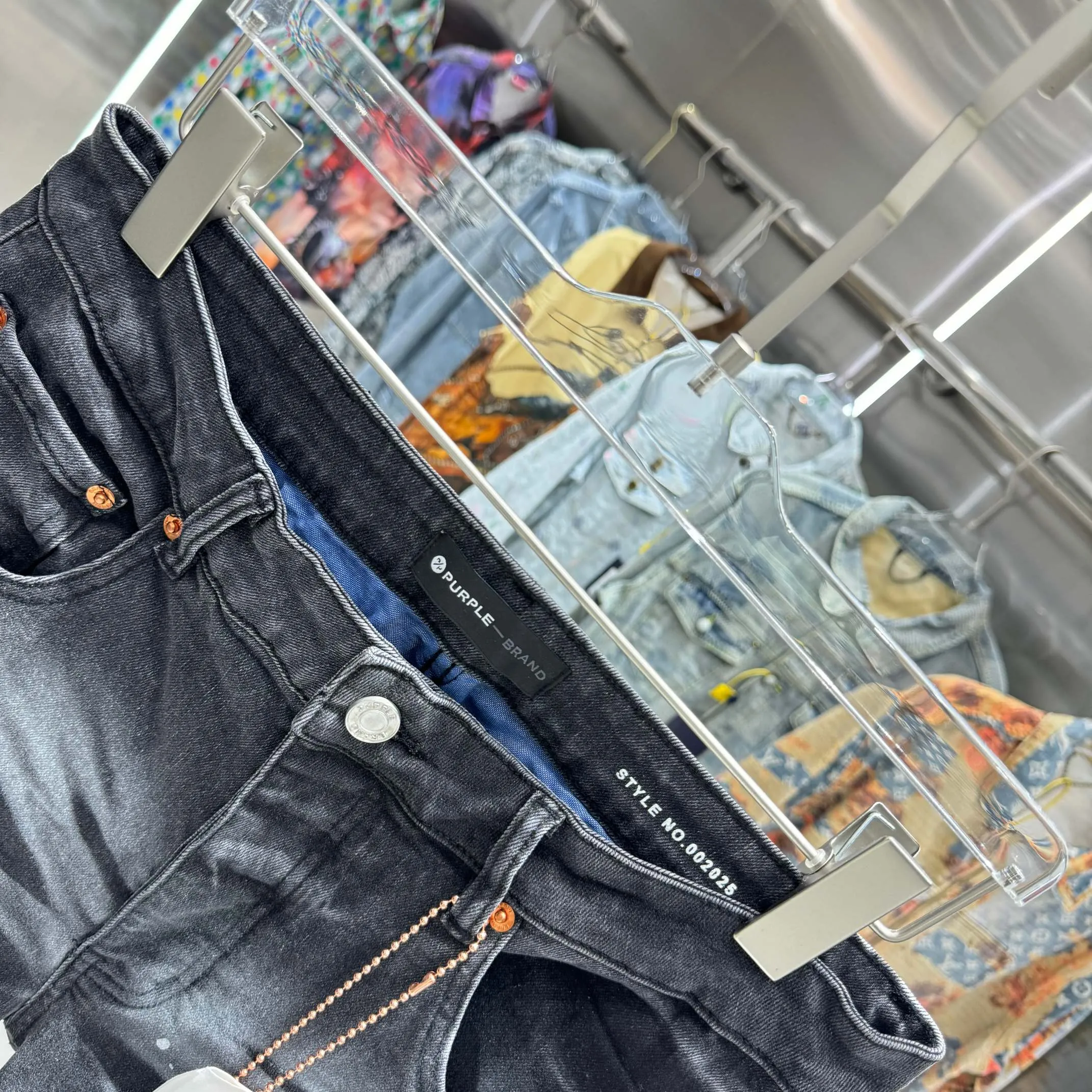 🅿️310 Purple Brand washed graffiti craft street fashion slim fit stretch jeans Color Black Size 30 32 34 36 38