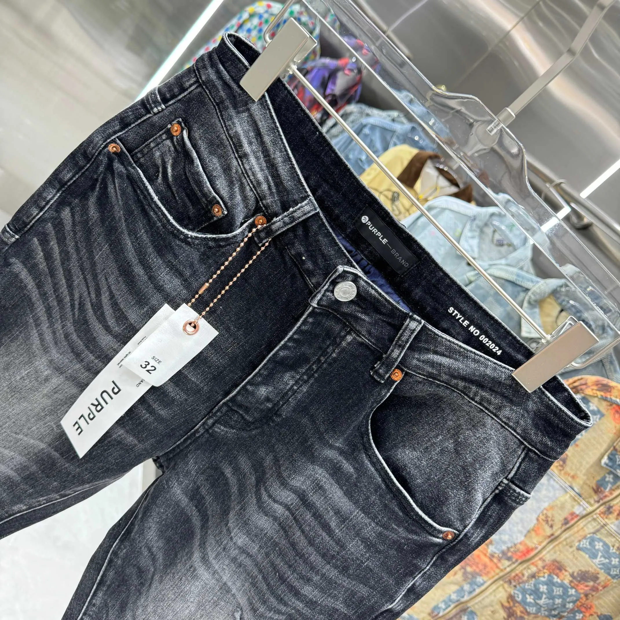 🅿️310 Purple Brand ripped washed distressed street fashion slim fit stretch jeans color black code number 30 32 34 36 38