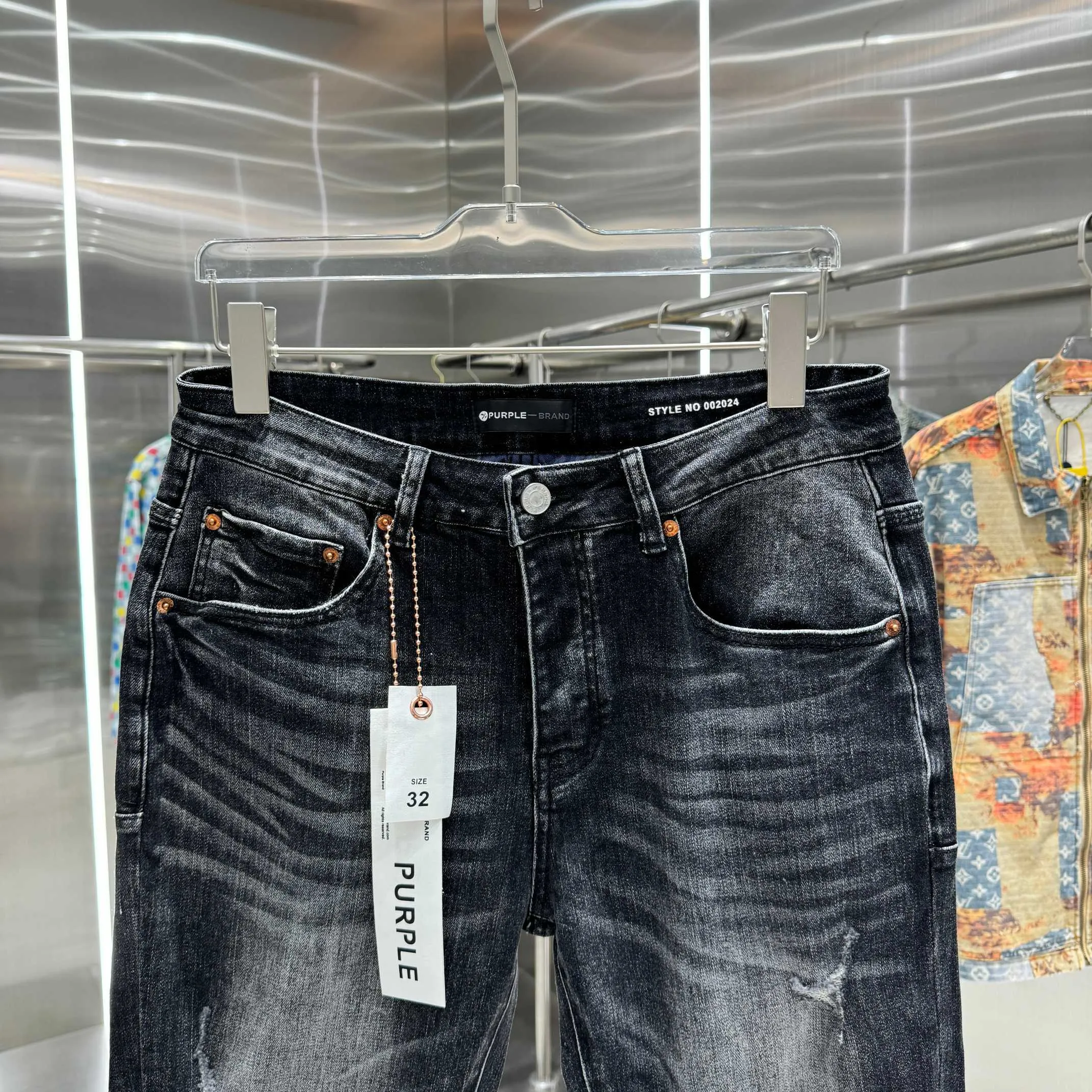 🅿️310 Purple Brand ripped washed distressed street fashion slim fit stretch jeans color black code number 30 32 34 36 38
